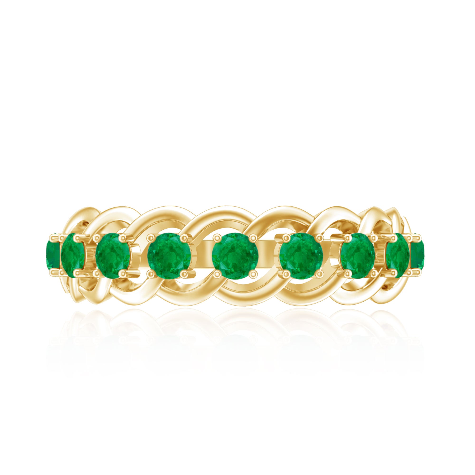 Genuine Green Emerald Braided Half Eternity Band AAA - Rosec Jewels
