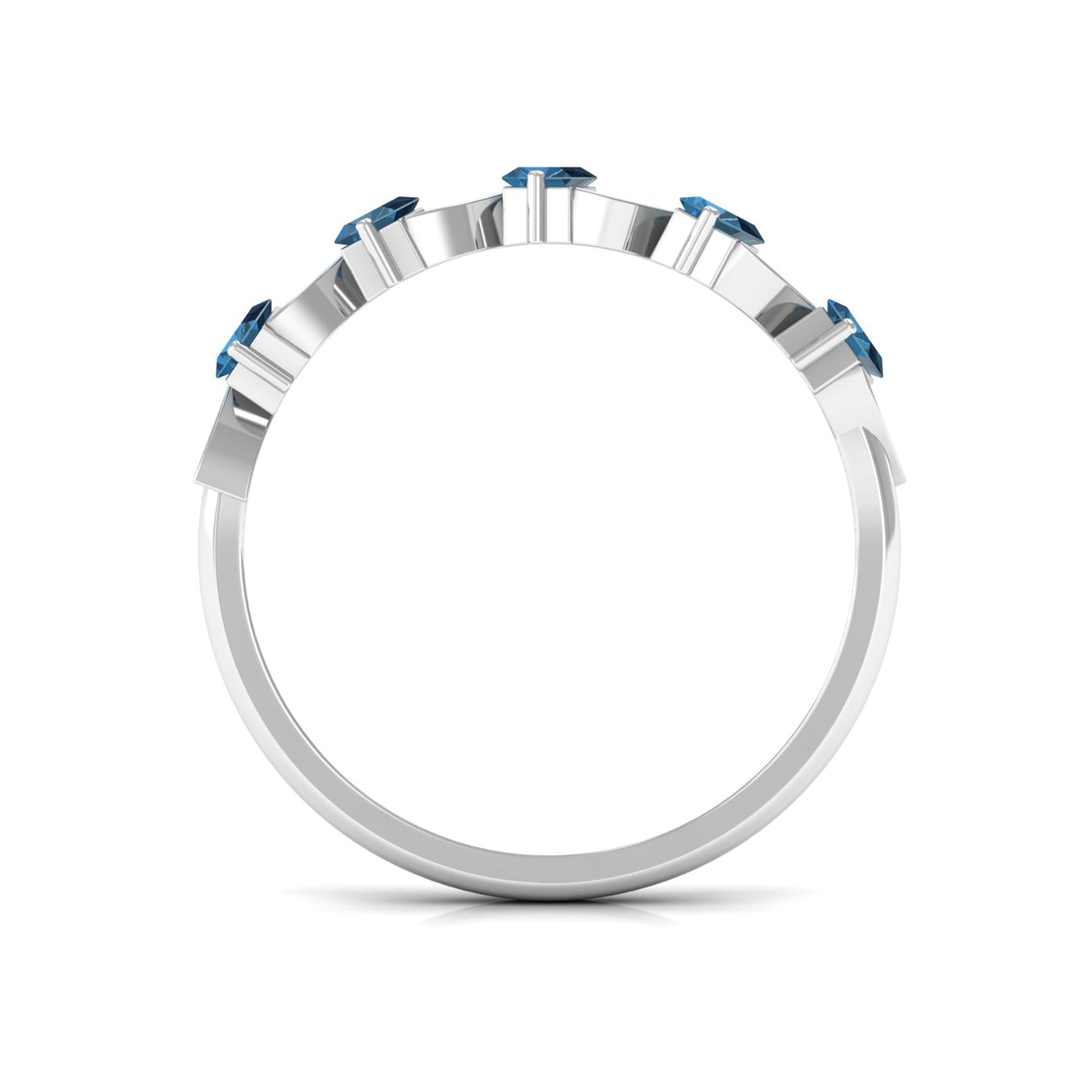 Baguette London Blue Topaz and Diamond Designer Eternity Band AAA - Rosec Jewels