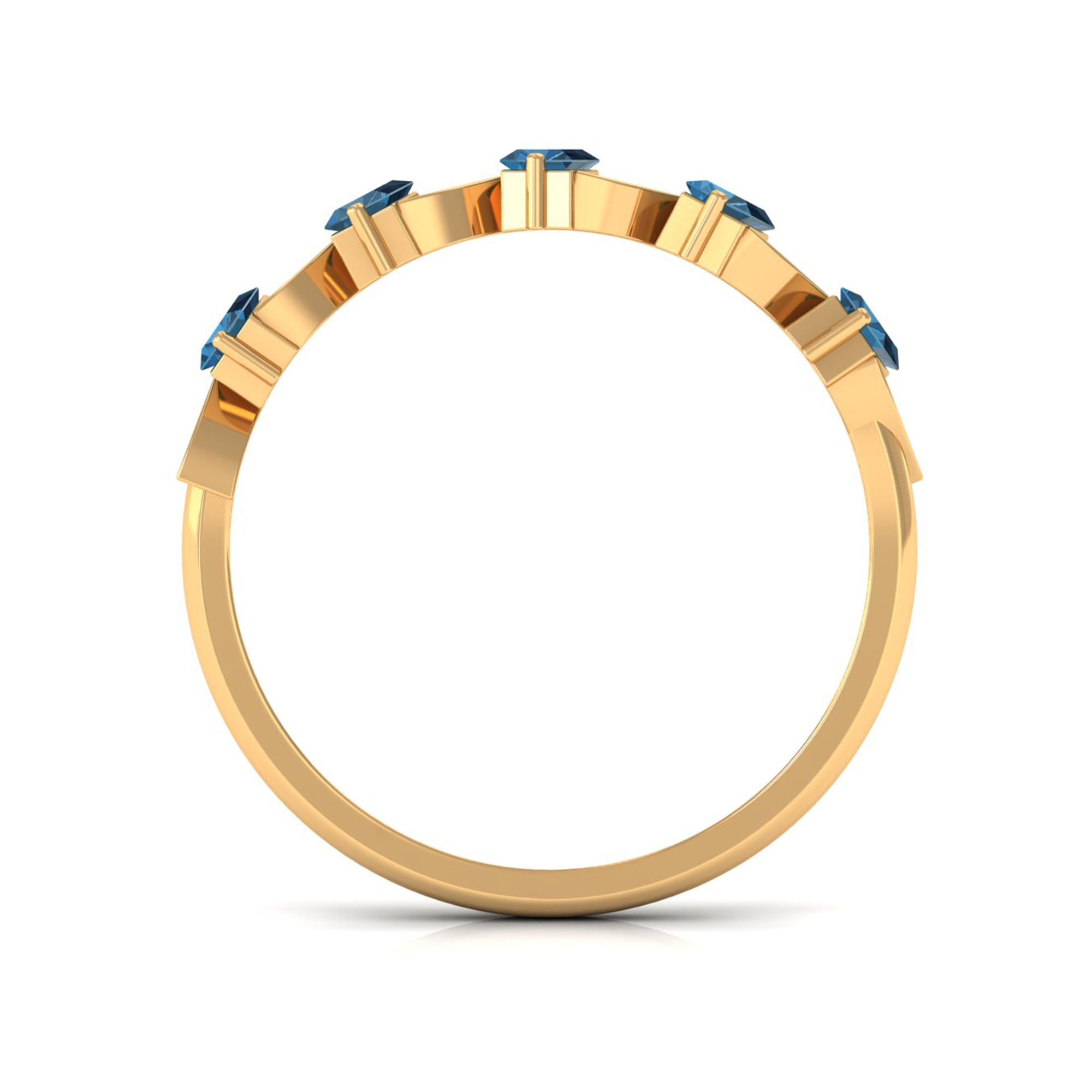 Baguette London Blue Topaz and Diamond Designer Eternity Band AAA - Rosec Jewels