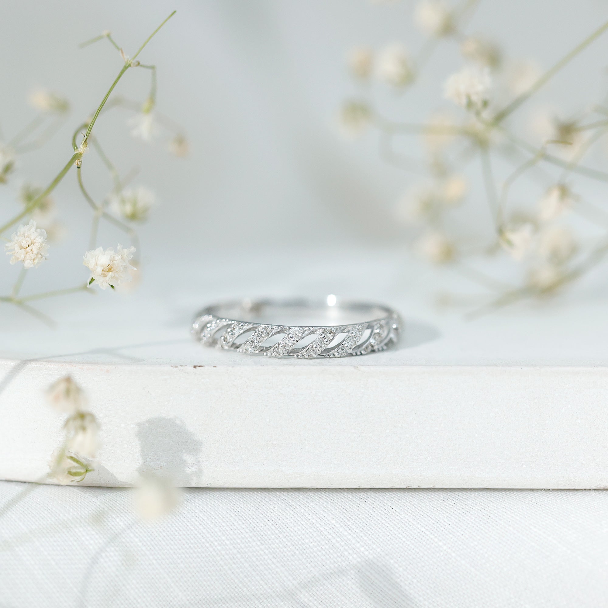 Elegant Round Shape Diamond Half Eternity Ring Natural - ( HI-SI ) - Rosec Jewels