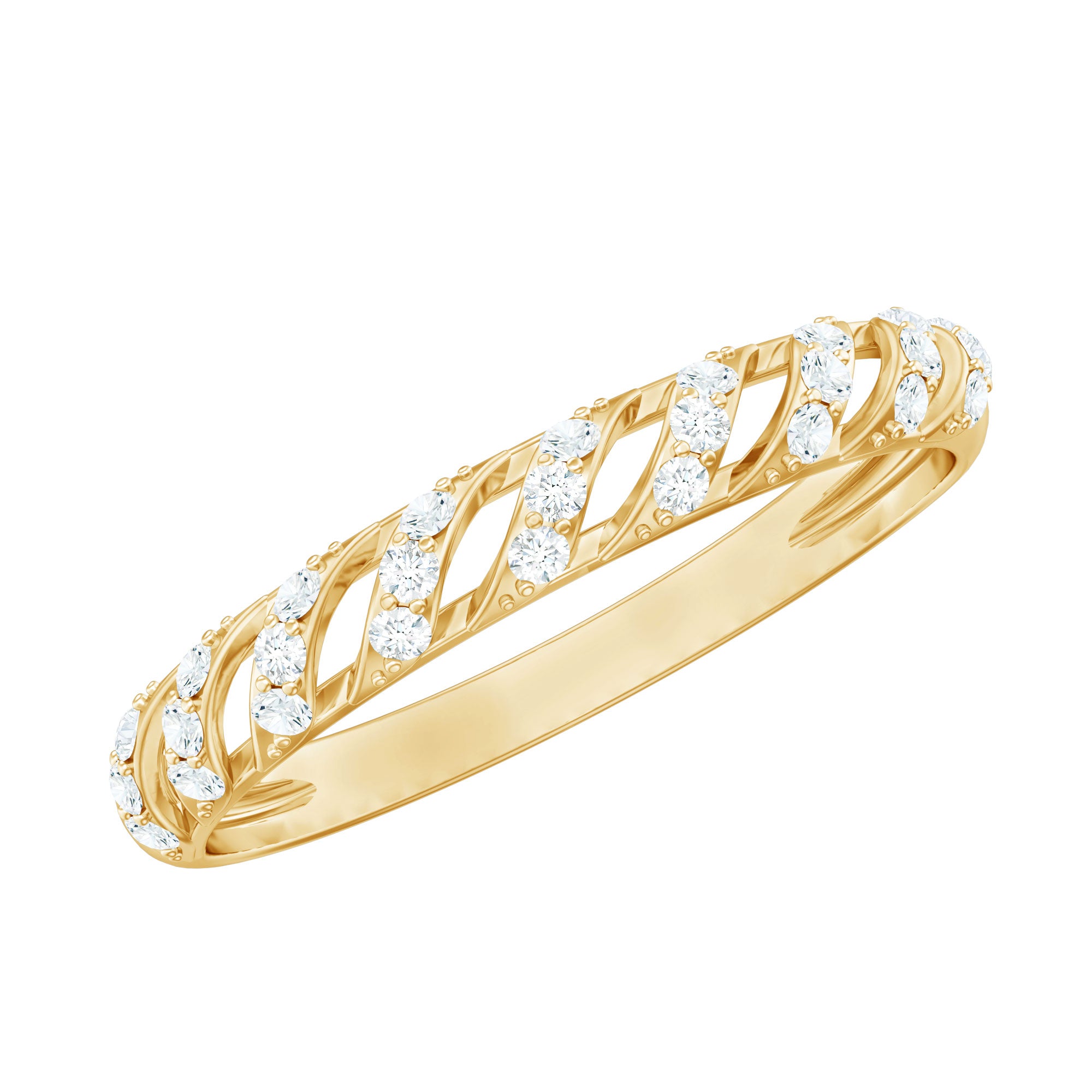 Elegant Round Shape Diamond Half Eternity Ring Natural - ( HI-SI ) - Rosec Jewels