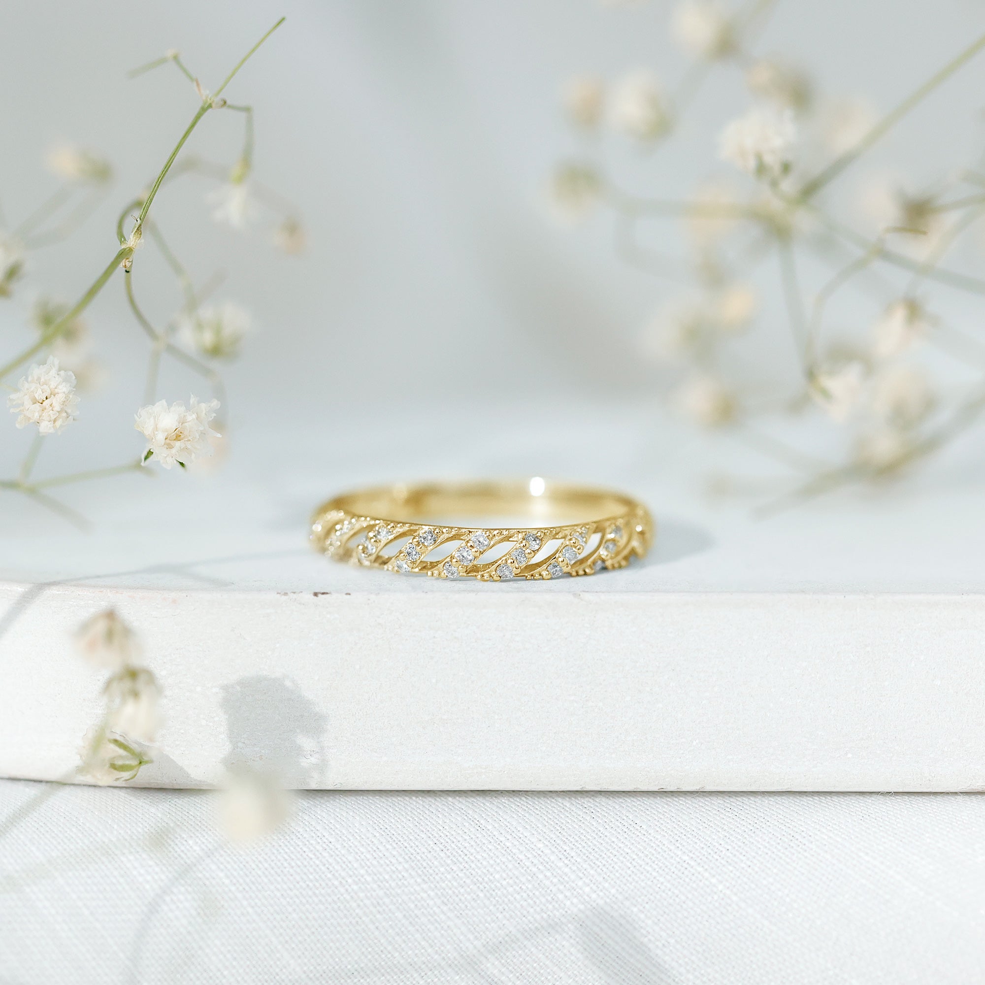 Elegant Round Shape Diamond Half Eternity Ring Natural - ( HI-SI ) - Rosec Jewels