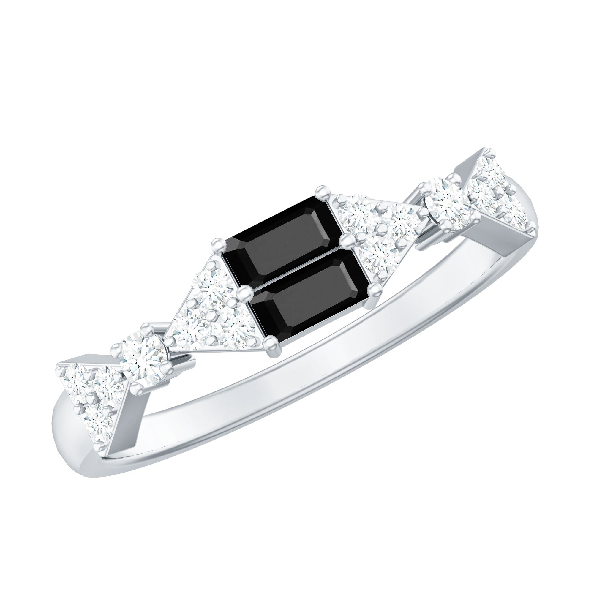 Rosec Jewels-Genuine Black Onyx and Diamond Half Eternity Wedding Band