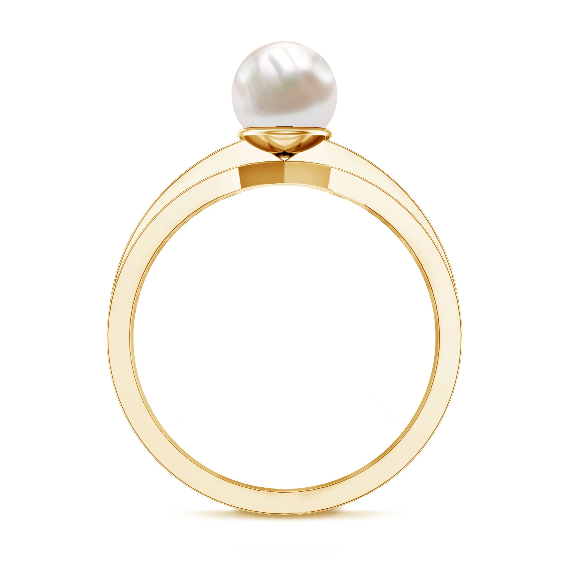 2 Carat Freshwater Pearl Engagement Ring with Diamond for Women AAA - Rosec Jewels