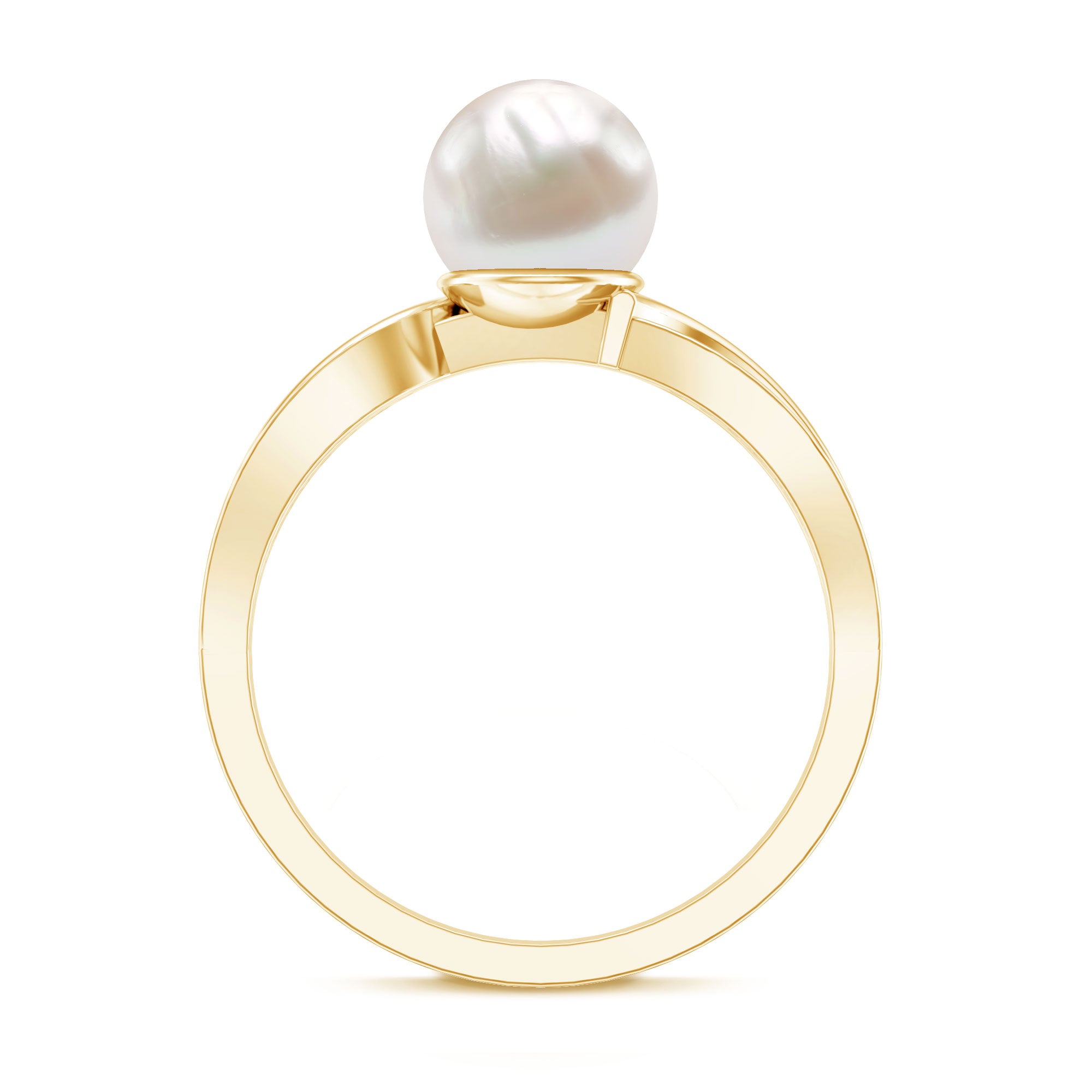 Cultured 3 Carat Freshwater Pearl Engagement Ring with Diamond AAA - Rosec Jewels