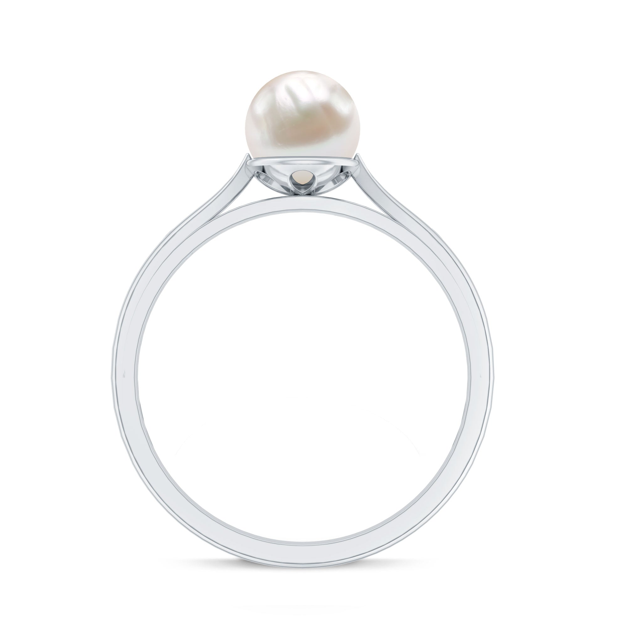 Rosec Jewels-Natural 2 Carat Freshwater Pearl Solitaire Ring with Diamond