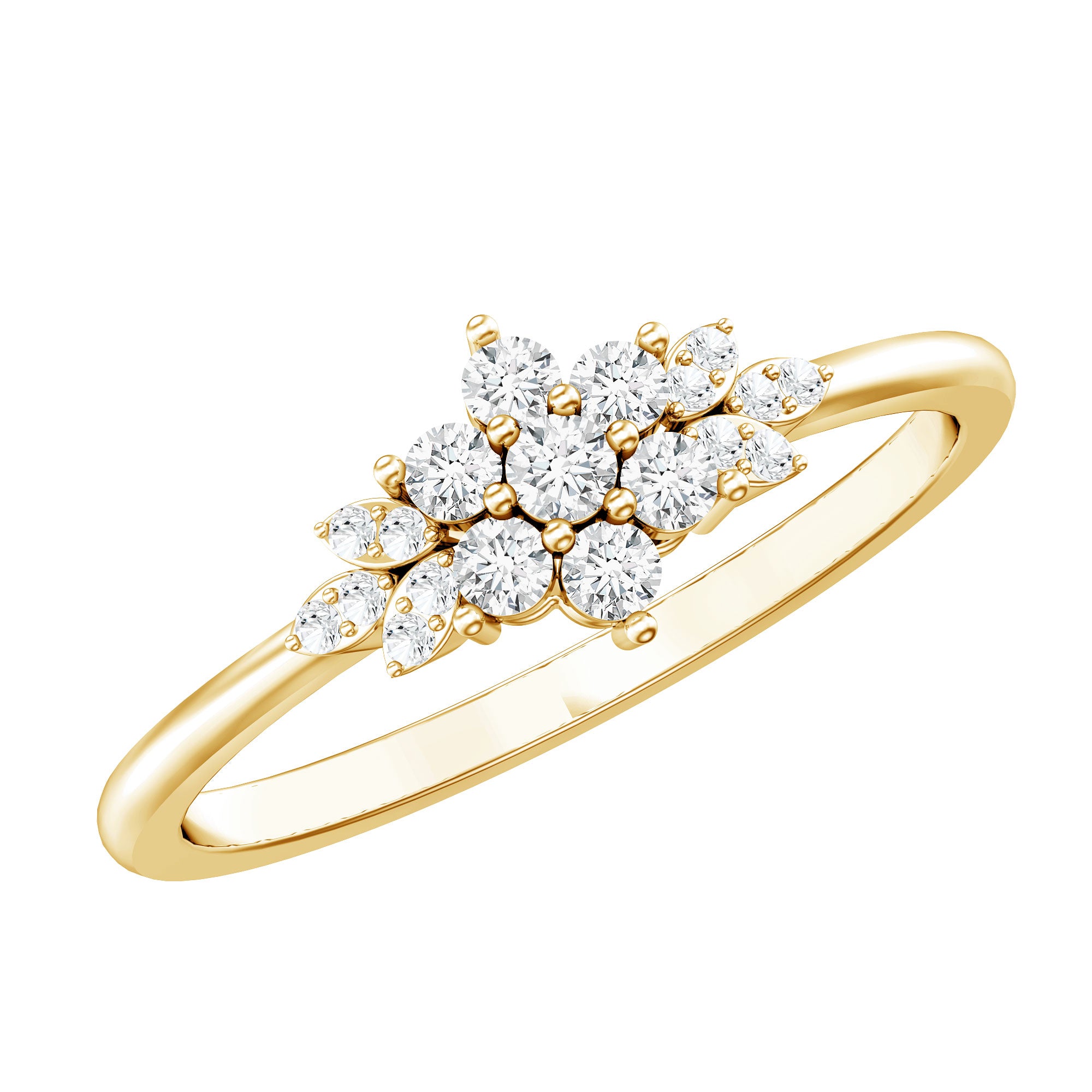 Cubic Zirconia Flower Cluster Engagement Ring AAAA - Rosec Jewels