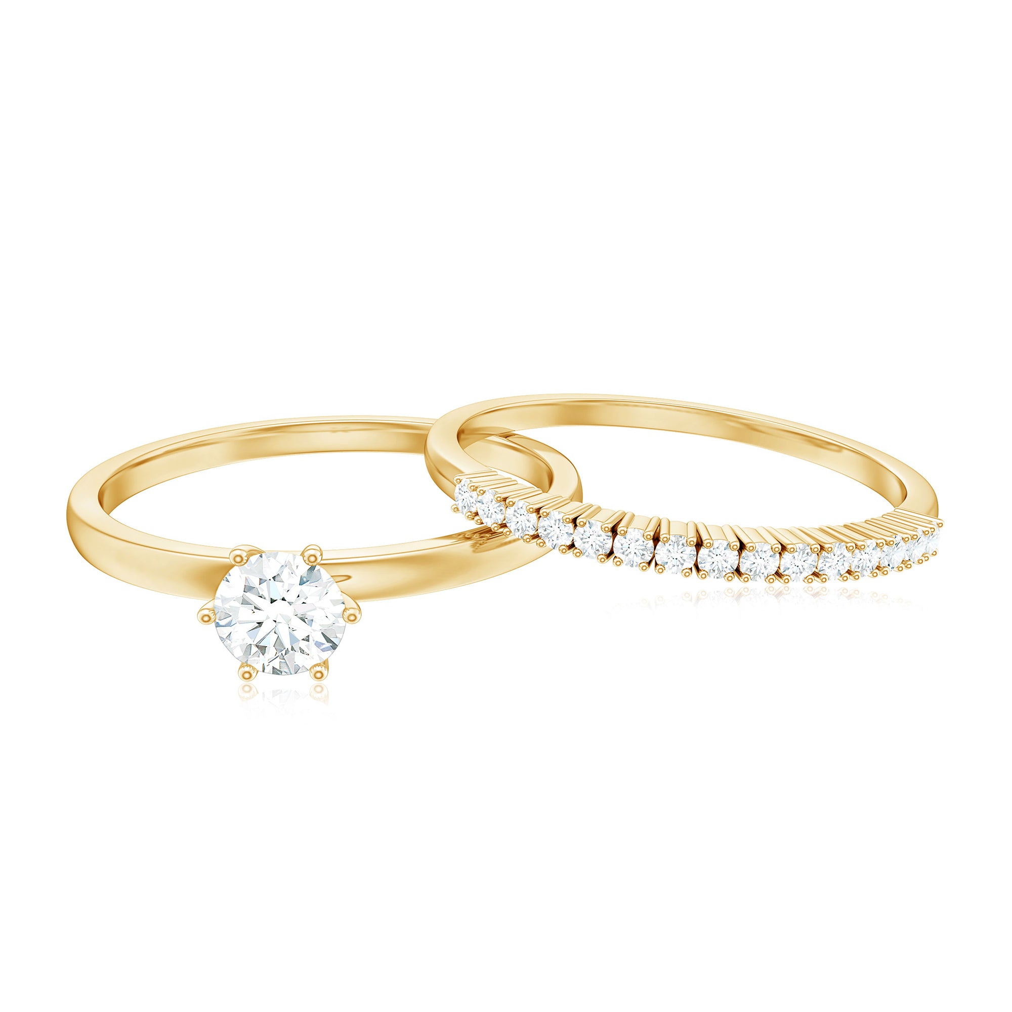 Rosec Jewels-Simple Cubic Zirconia Solitaire Wedding Ring Set for Women