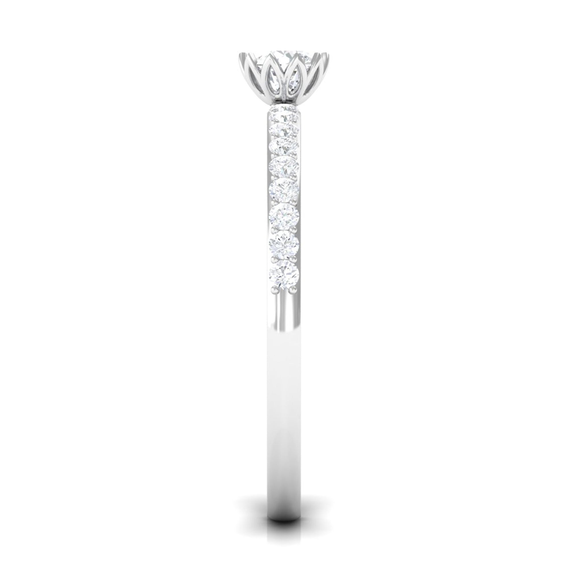 3/4 CT Lotus Basket Set Solitaire Cubic Zirconia Engagement Ring AAAA - Rosec Jewels