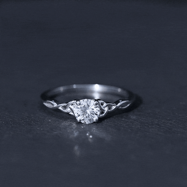 0.5 Carat Solitaire Cubic Zirconia Promise Ring with Celtic Knot AAAA - Rosec Jewels