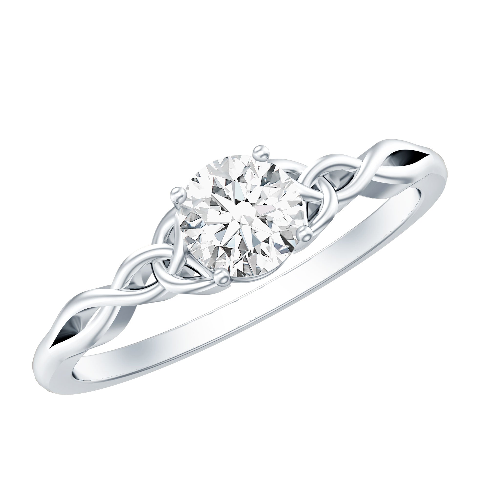 0.5 Carat Solitaire Cubic Zirconia Promise Ring with Celtic Knot AAAA - Rosec Jewels