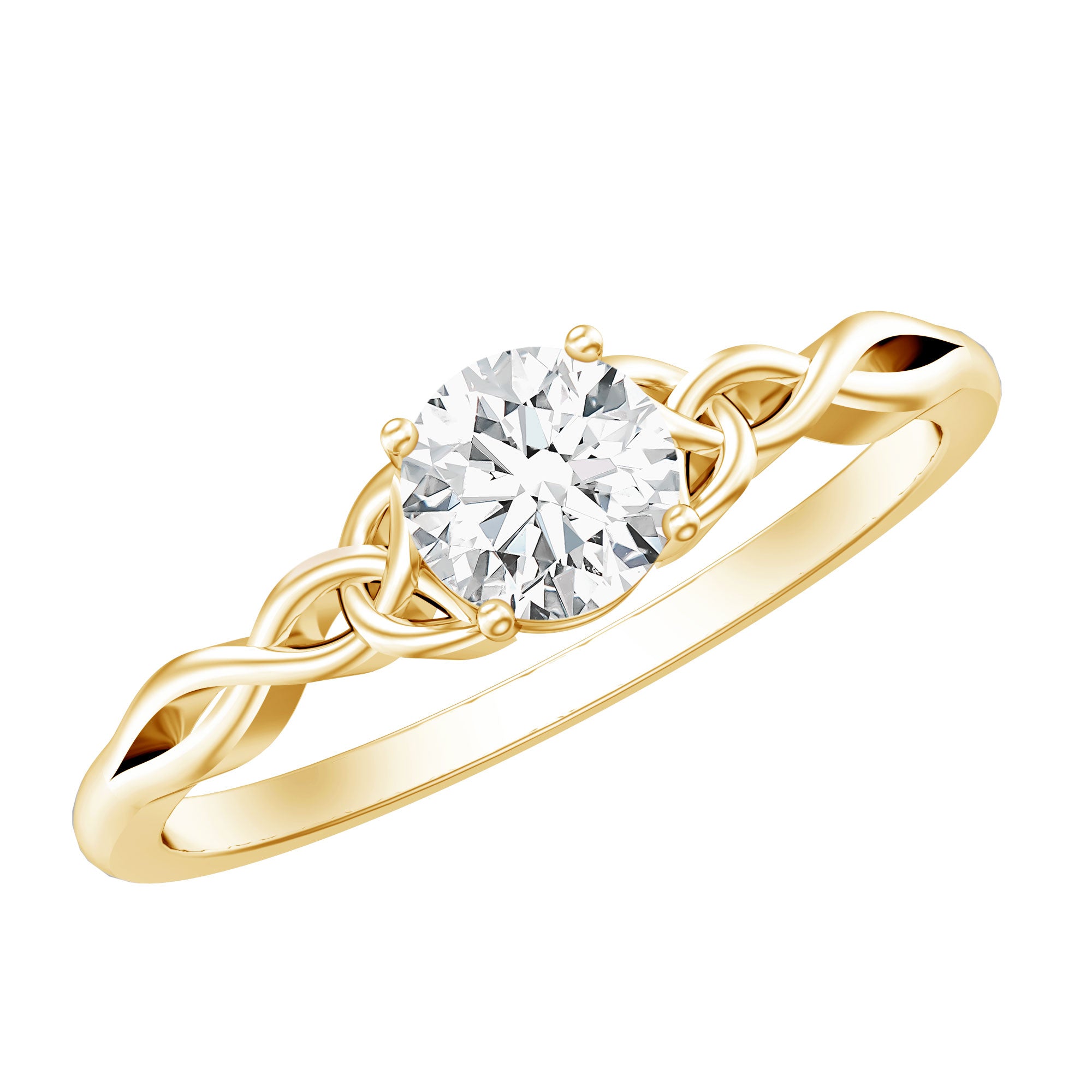 0.5 Carat Solitaire Cubic Zirconia Promise Ring with Celtic Knot AAAA - Rosec Jewels
