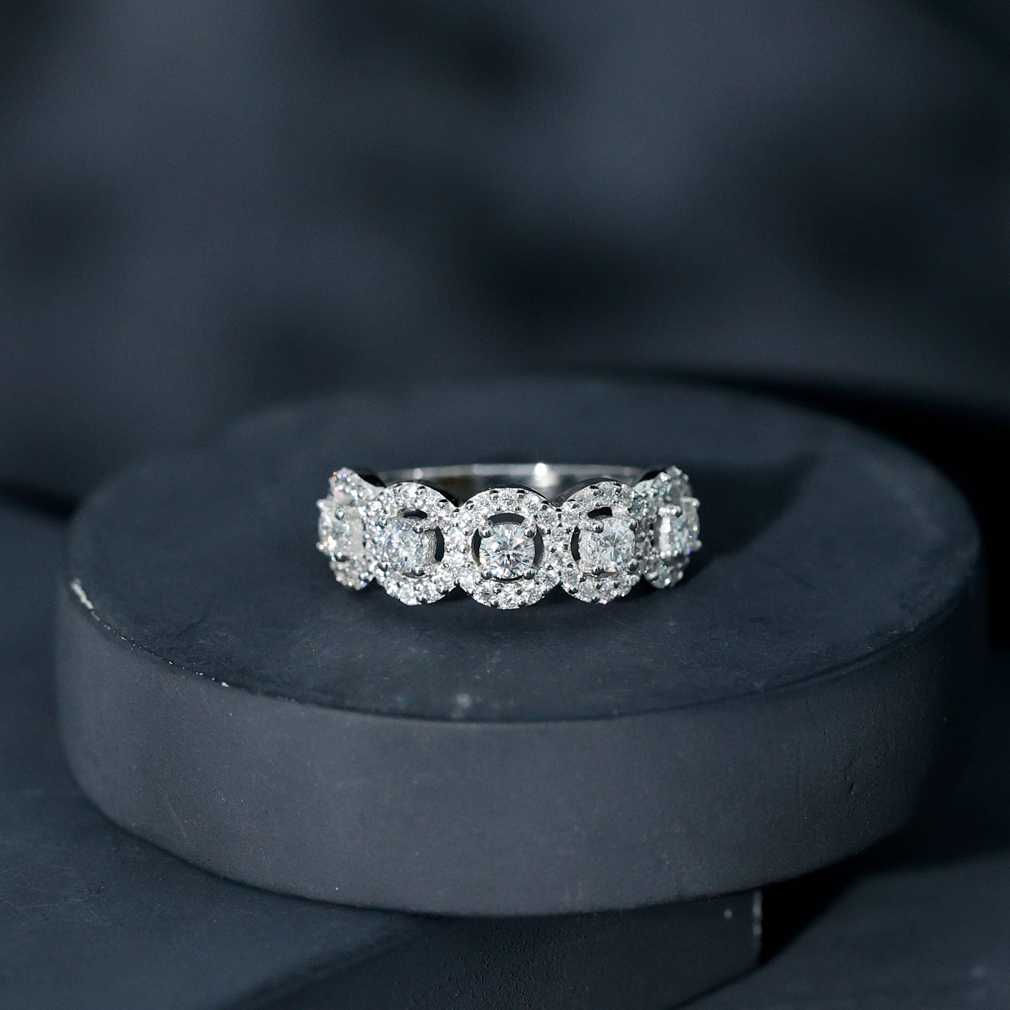 Classic Cubic Zirconia Halo Wedding Band Ring AAAA - Rosec Jewels