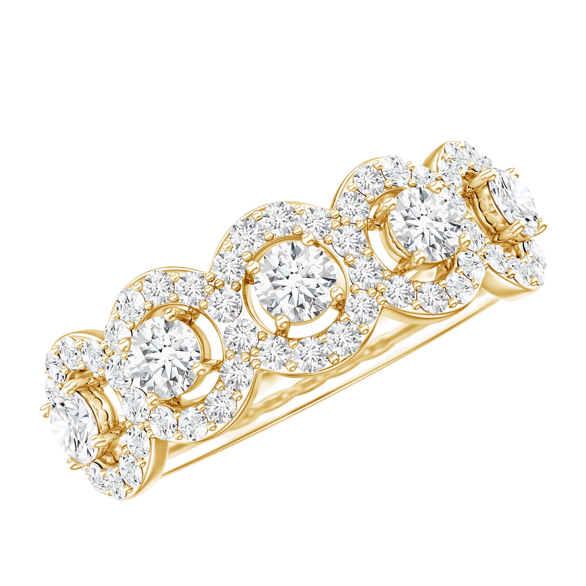 Classic Cubic Zirconia Halo Wedding Band Ring AAAA - Rosec Jewels