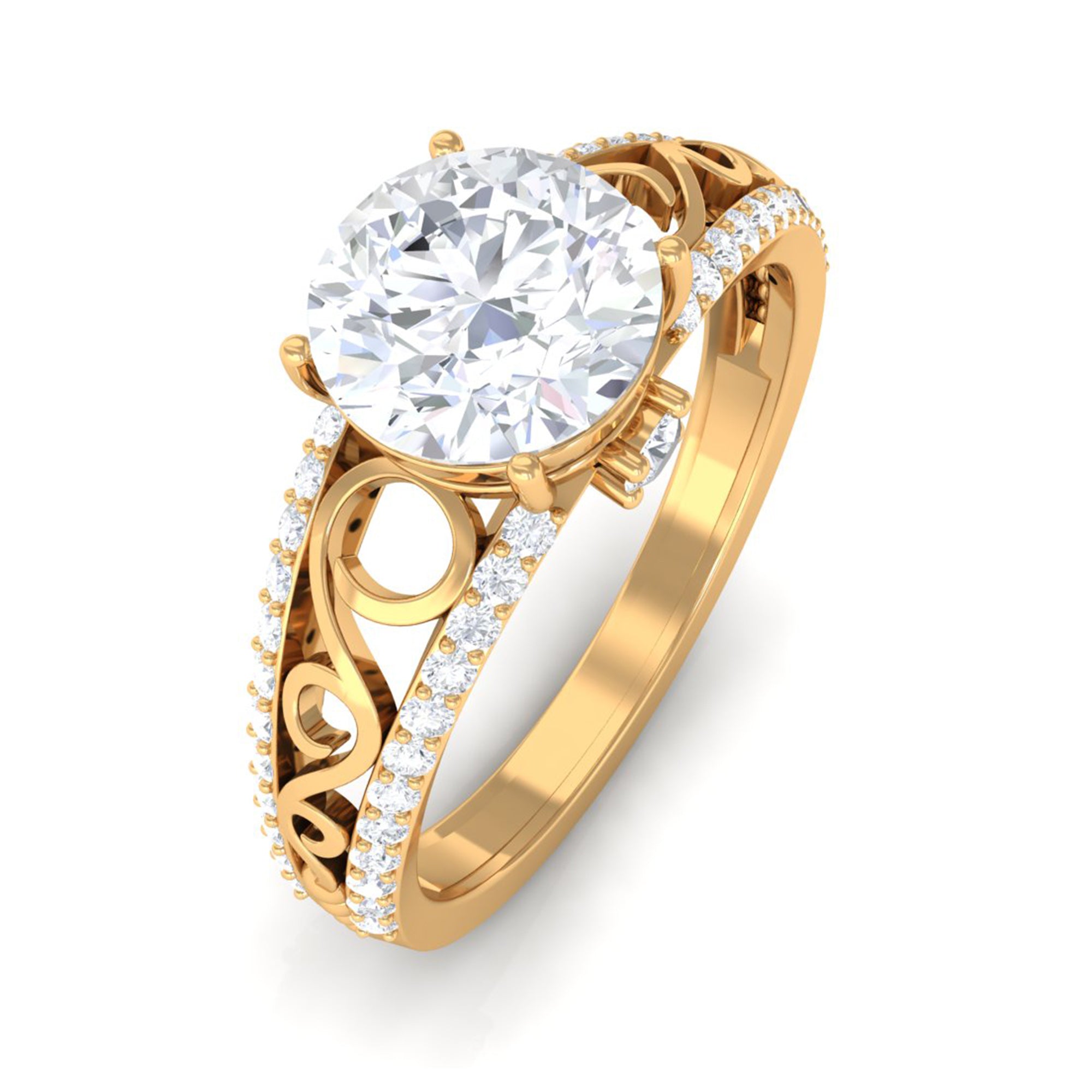 Solitaire 1 Carat Cubic Zirconia Vintage Looking Engagement Ring AAAA - Rosec Jewels