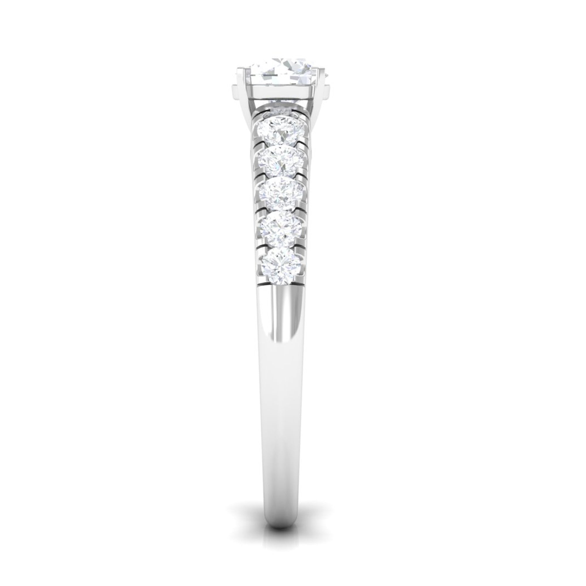1 CT Round Cubic Zirconia Side Stone Engagement Ring AAAA - Rosec Jewels