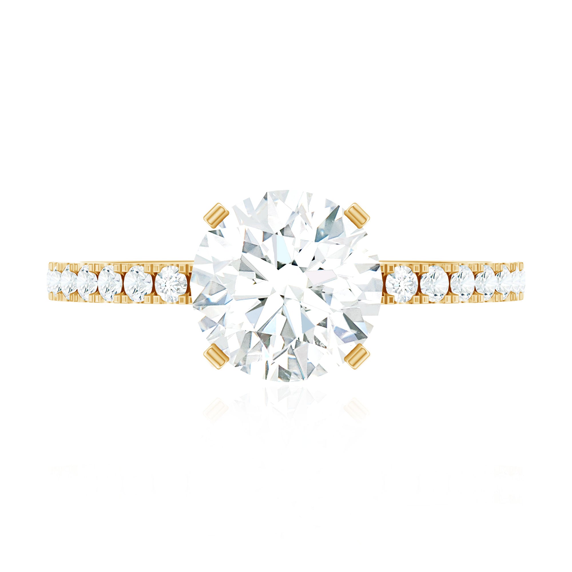 2.75 CT Zircon Solitaire Engagement Ring with Side Stones AAAA - Rosec Jewels