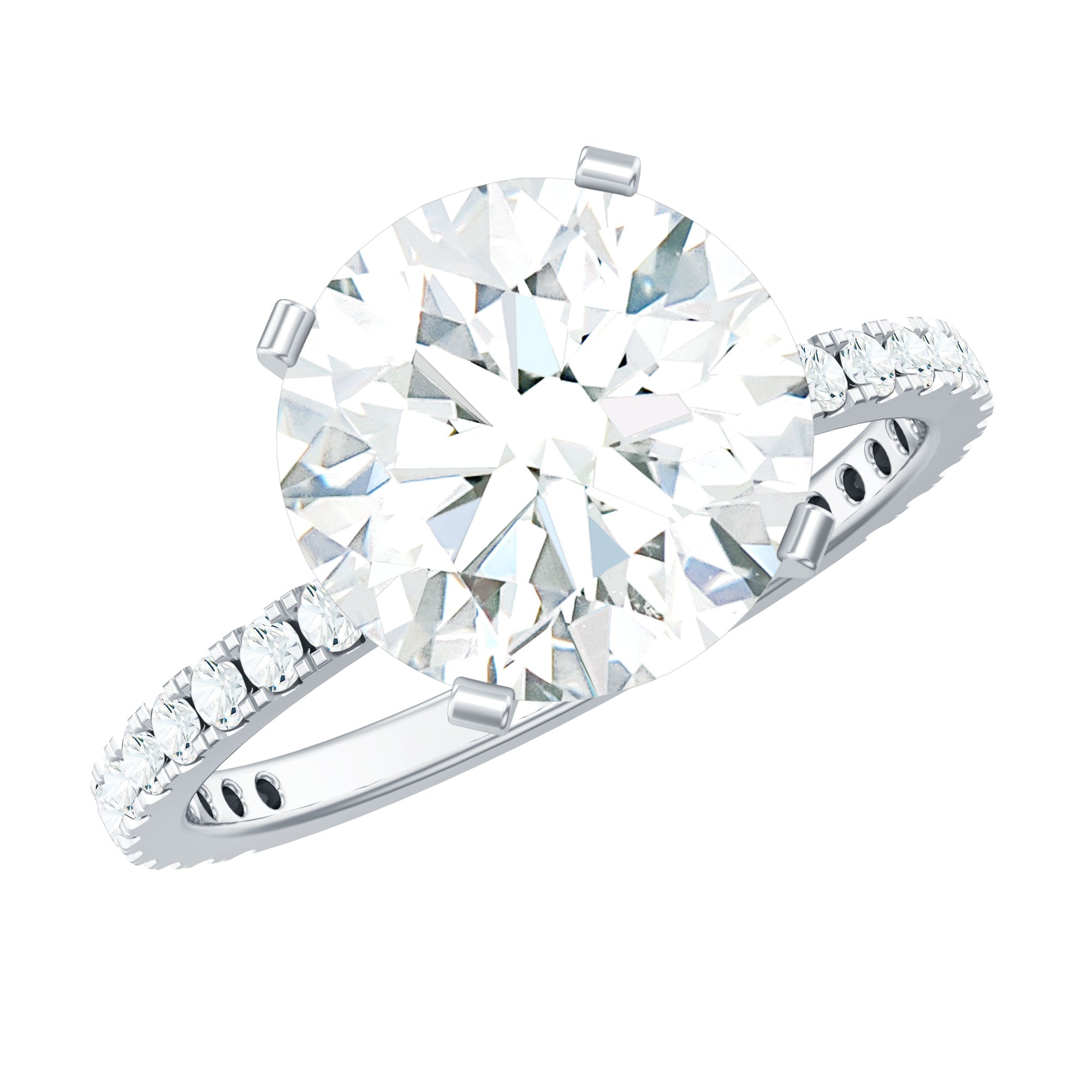 Round Zircon Solitaire Engagement Ring