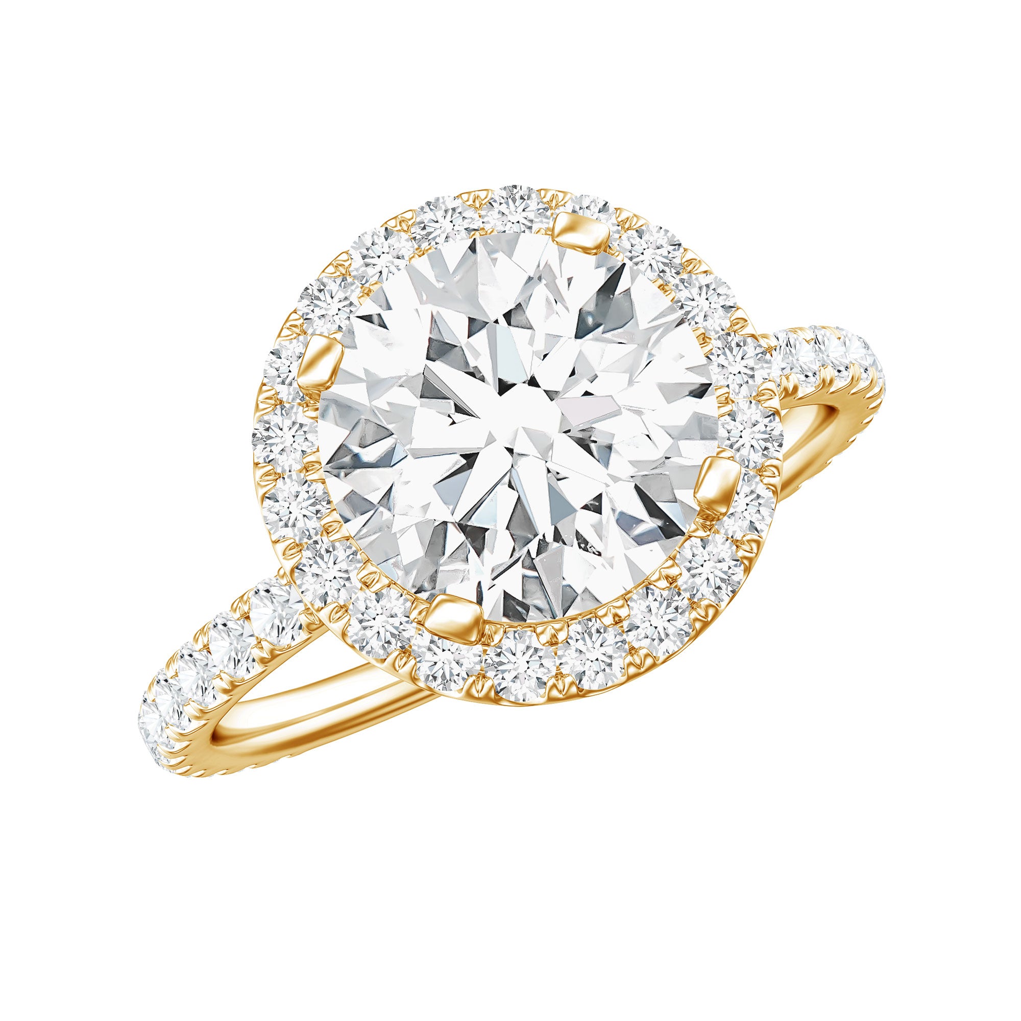 Certified Cubic Zirconia Classic Floating Halo Engagement Ring AAAA - Rosec Jewels