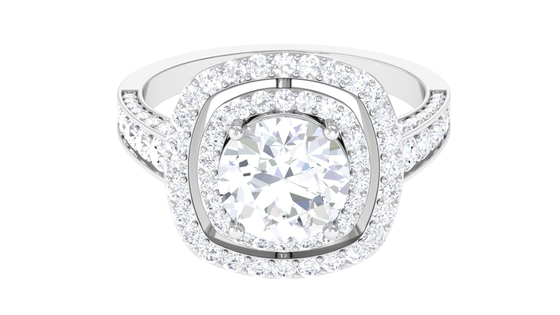 Cubic Zirconia Double Halo Engagement Ring