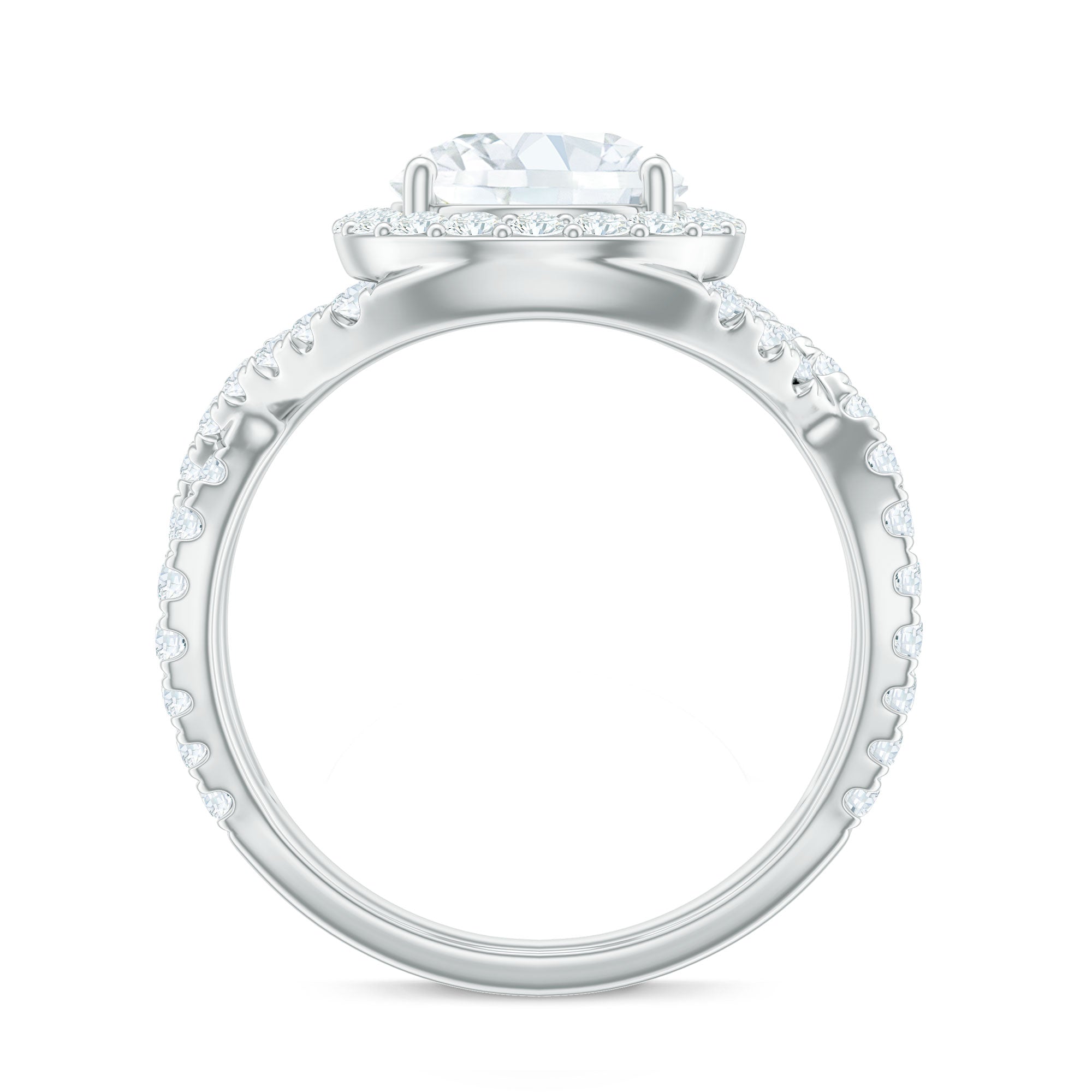 2 Carat Round Shape Zircon Crossover Engagement Ring AAAA - Rosec Jewels