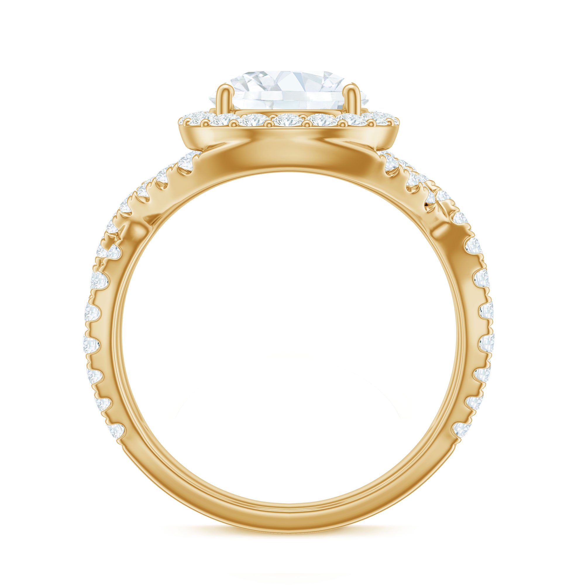 2 Carat Round Shape Zircon Crossover Engagement Ring AAAA - Rosec Jewels