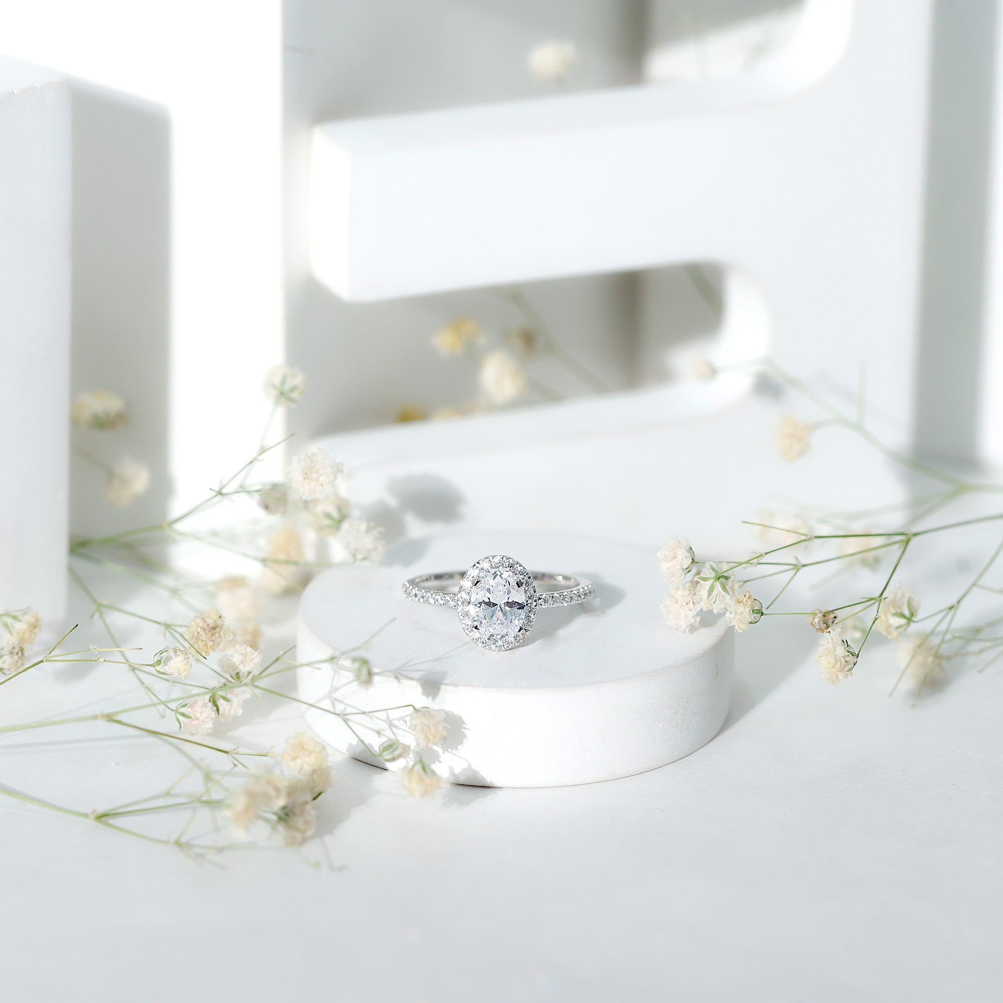 1.2 Carat Cubic Zirconia Oval Halo Engagement Ring for Women AAAA - Rosec Jewels