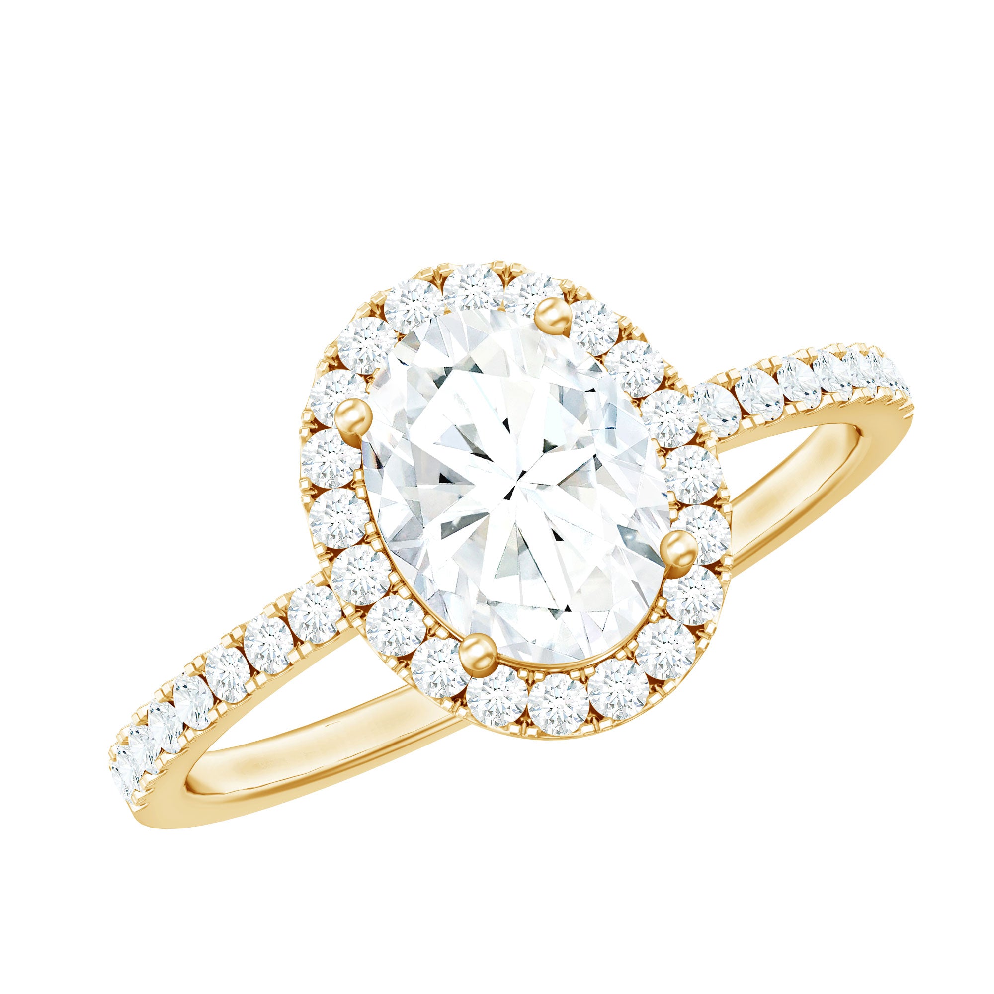 1.2 Carat Cubic Zirconia Oval Halo Engagement Ring for Women AAAA - Rosec Jewels