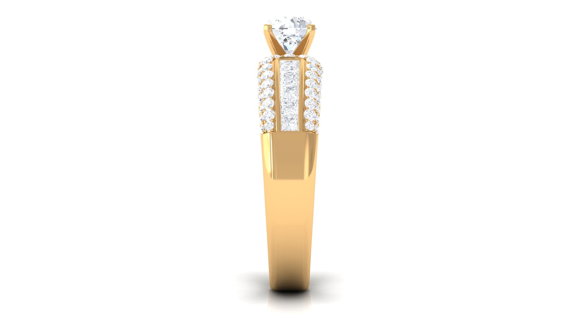 Certified Cubic Zirconia Statement Engagement Ring AAAA - Rosec Jewels