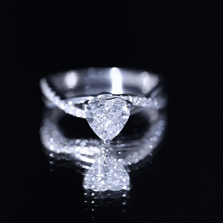 Zircon Crossover Solitaire Engagement Ring AAAA - Rosec Jewels