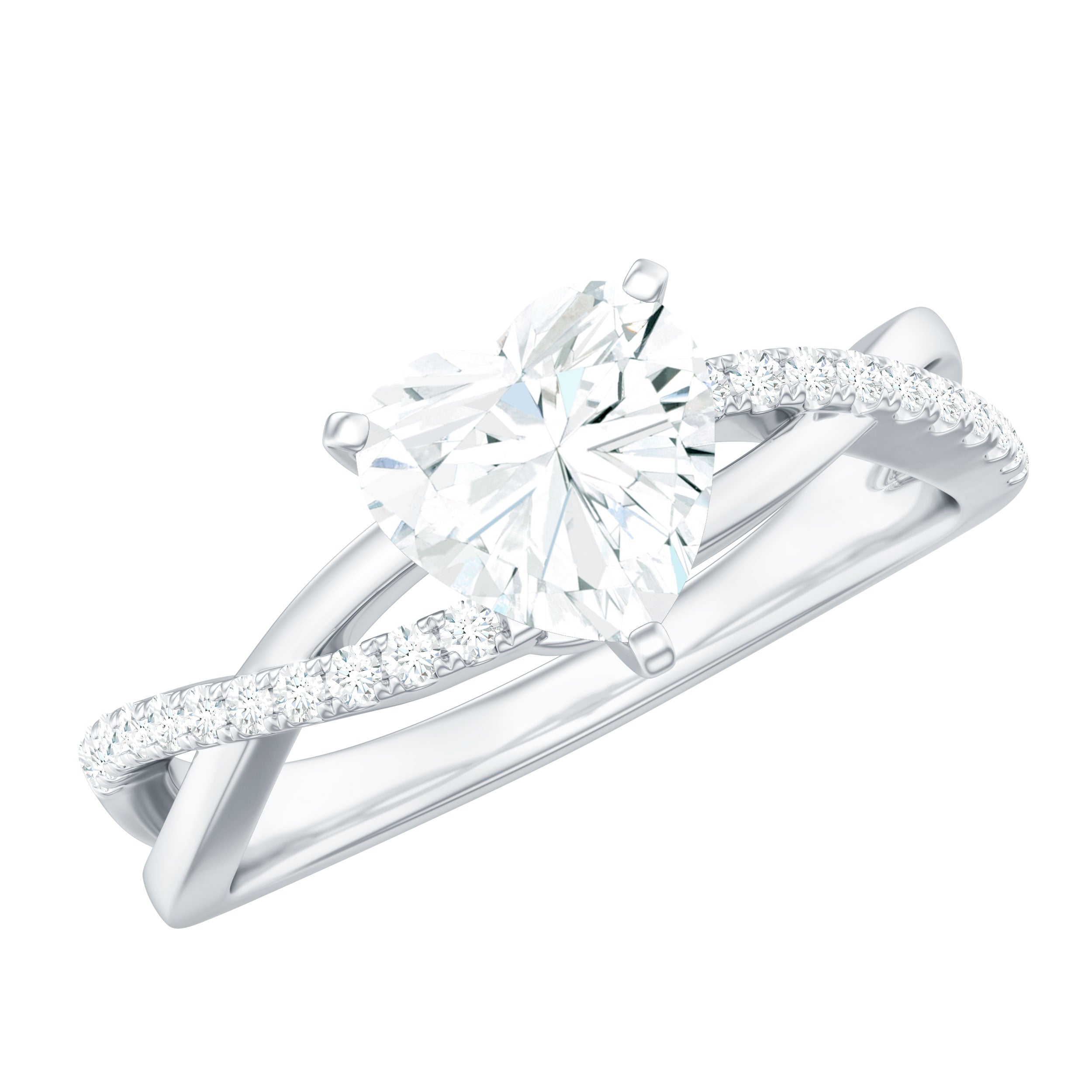 Zircon Crossover Solitaire Engagement Ring