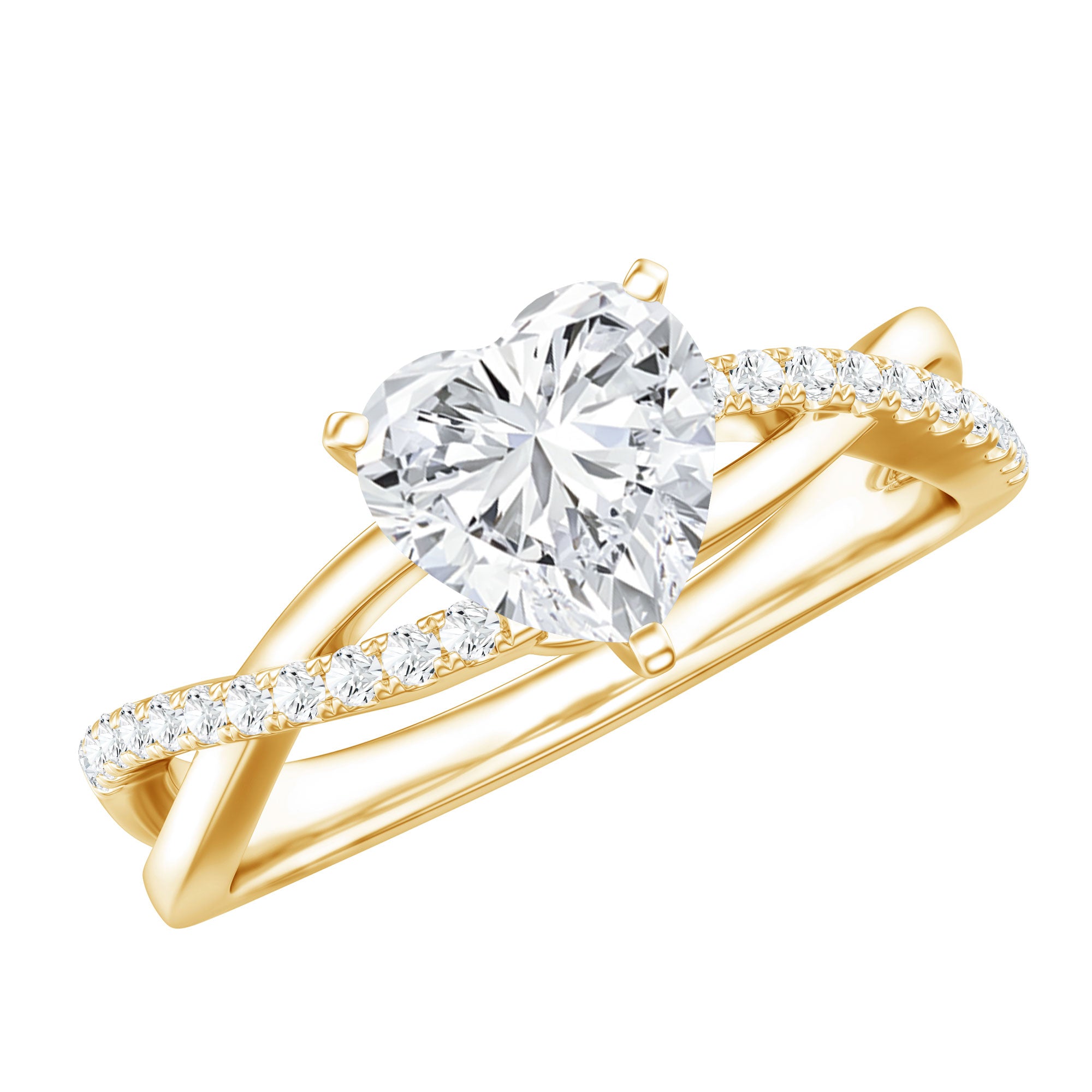 Zircon Crossover Solitaire Engagement Ring AAAA - Rosec Jewels