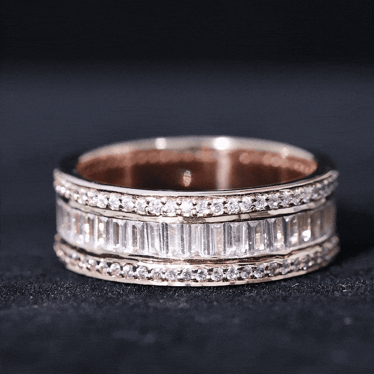 Baguette Cut Cubic Zirconia Wide Wedding Band AAAA - Rosec Jewels