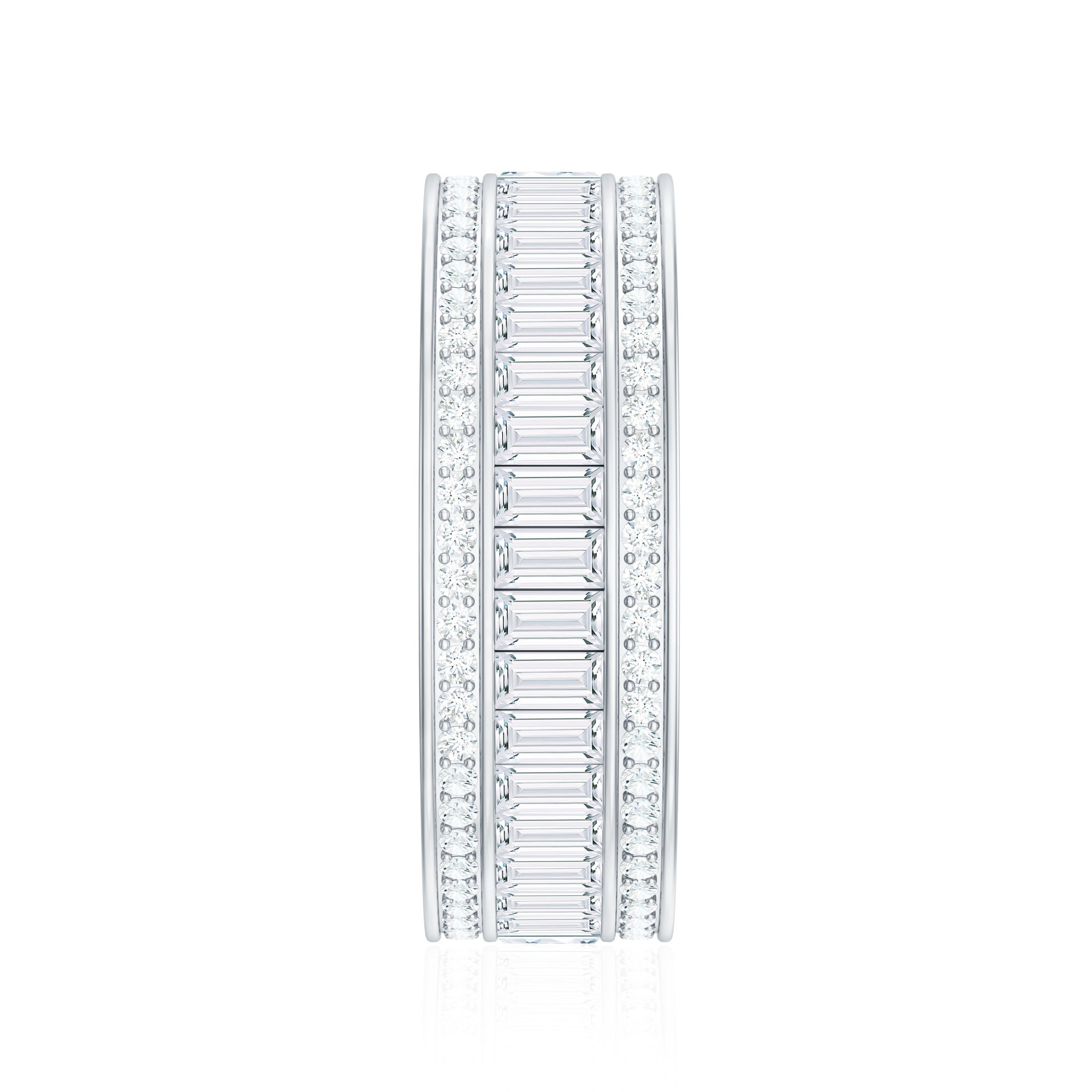 Baguette Cut Cubic Zirconia Wide Wedding Band AAAA - Rosec Jewels