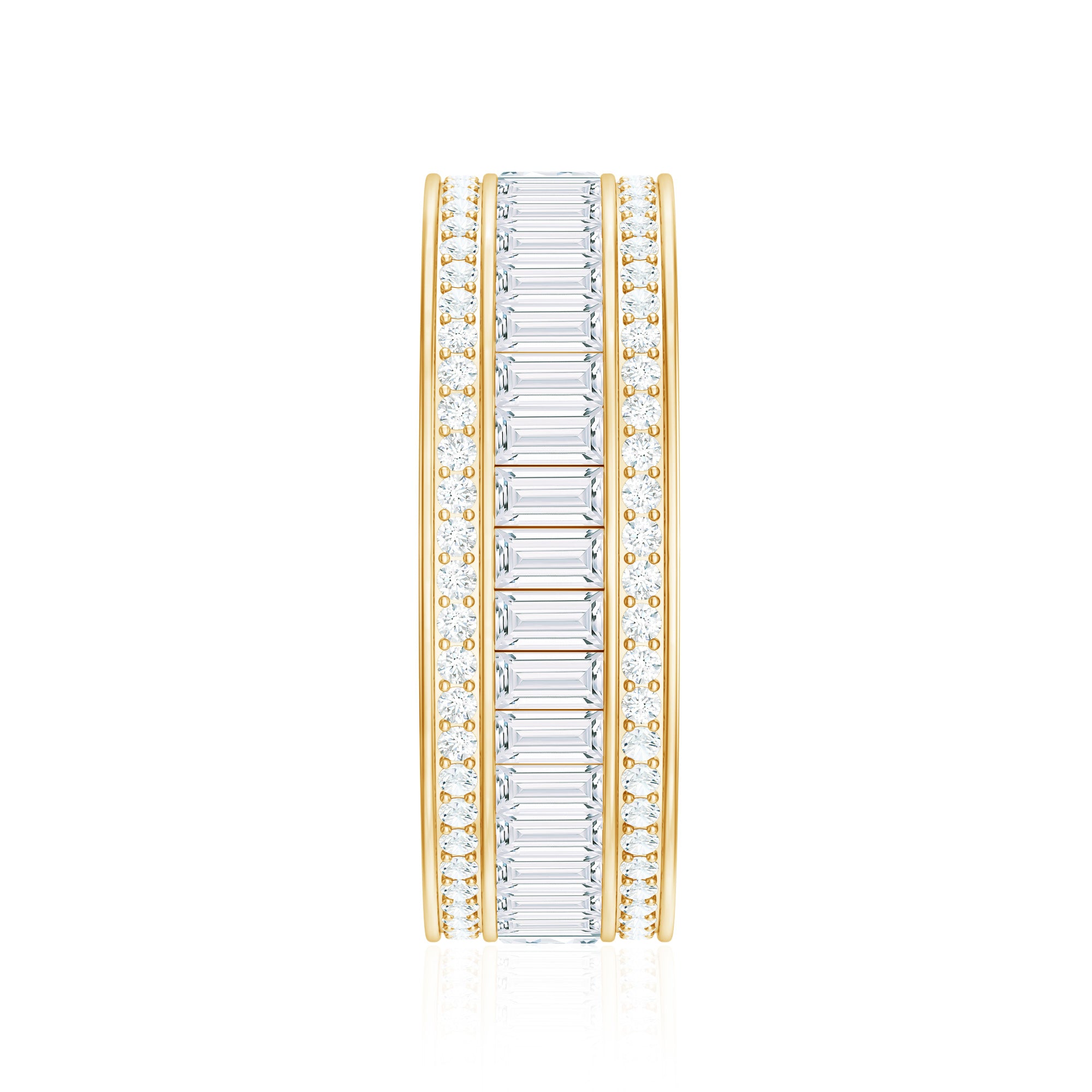Baguette Cut Cubic Zirconia Wide Wedding Band AAAA - Rosec Jewels