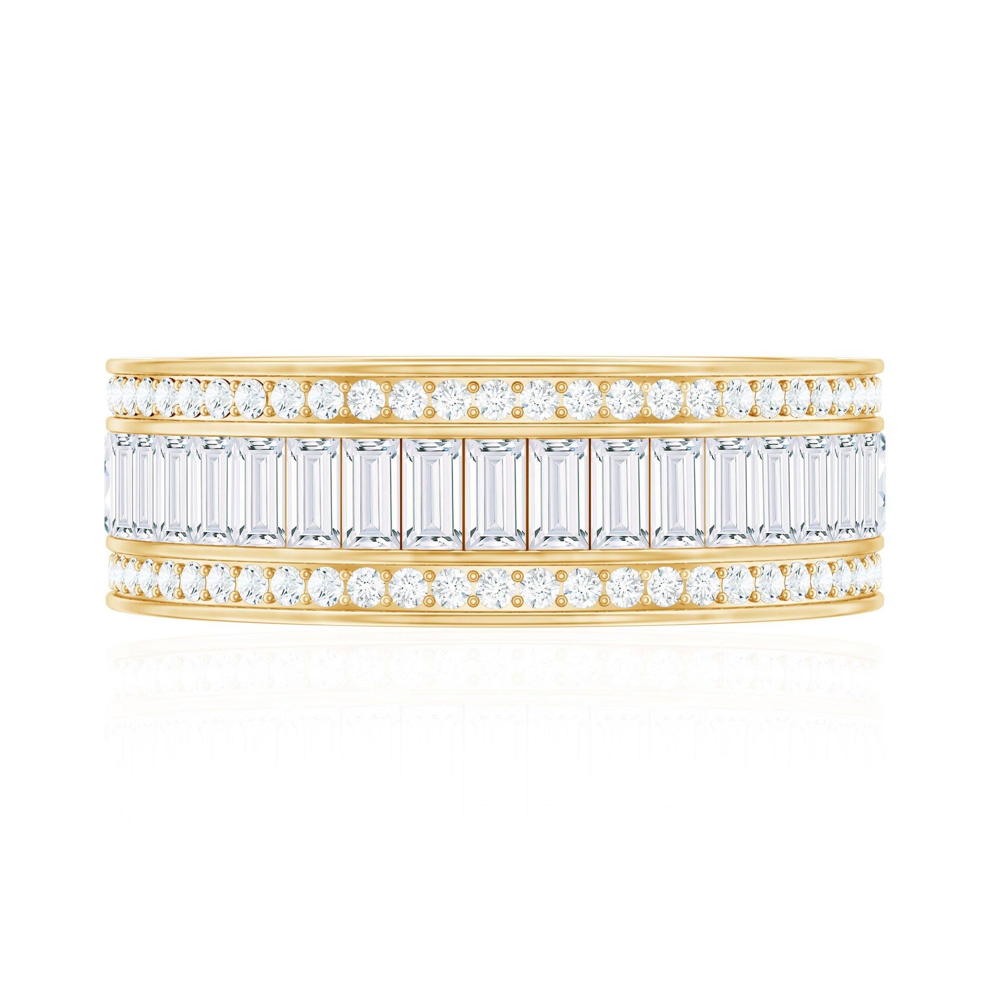 Baguette Cut Cubic Zirconia Wide Wedding Band AAAA - Rosec Jewels