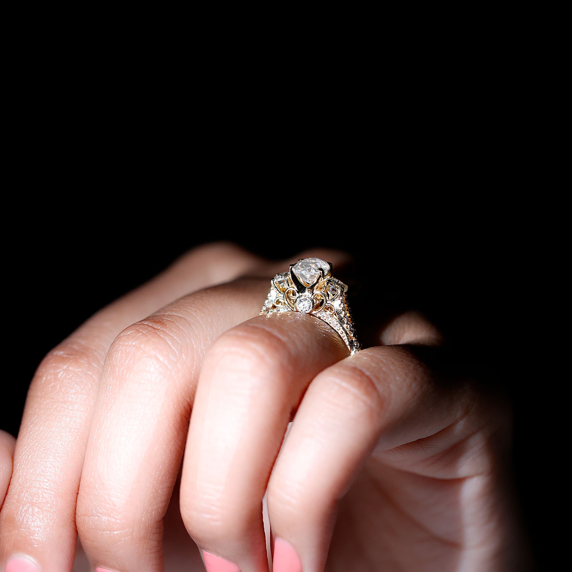 Cubic Zirconia Vintage Inspired Infinity Engagement Ring AAAA - Rosec Jewels