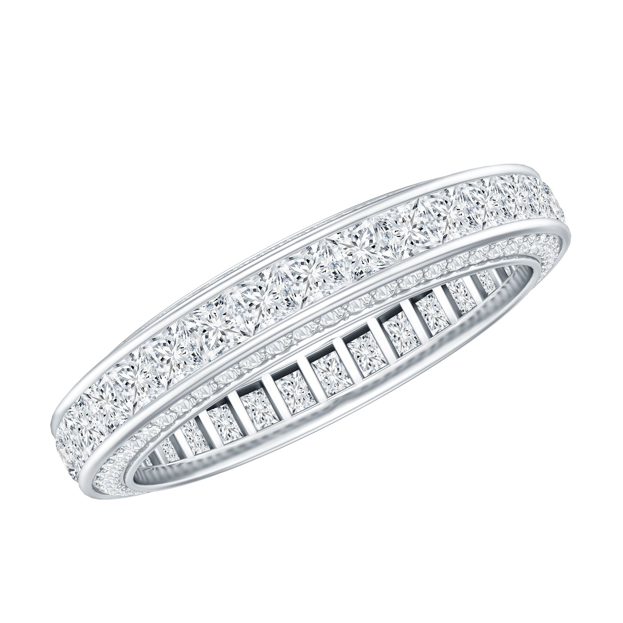 Princess Cut Zircon Full Eternity Band Ring AAAA - Rosec Jewels