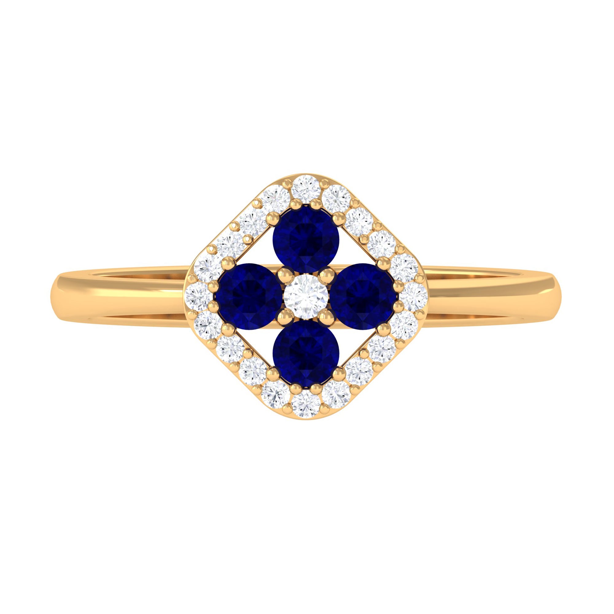 Rosec Jewels-1/2 CT Blue Sapphire Cluster Ring with Diamond Accent