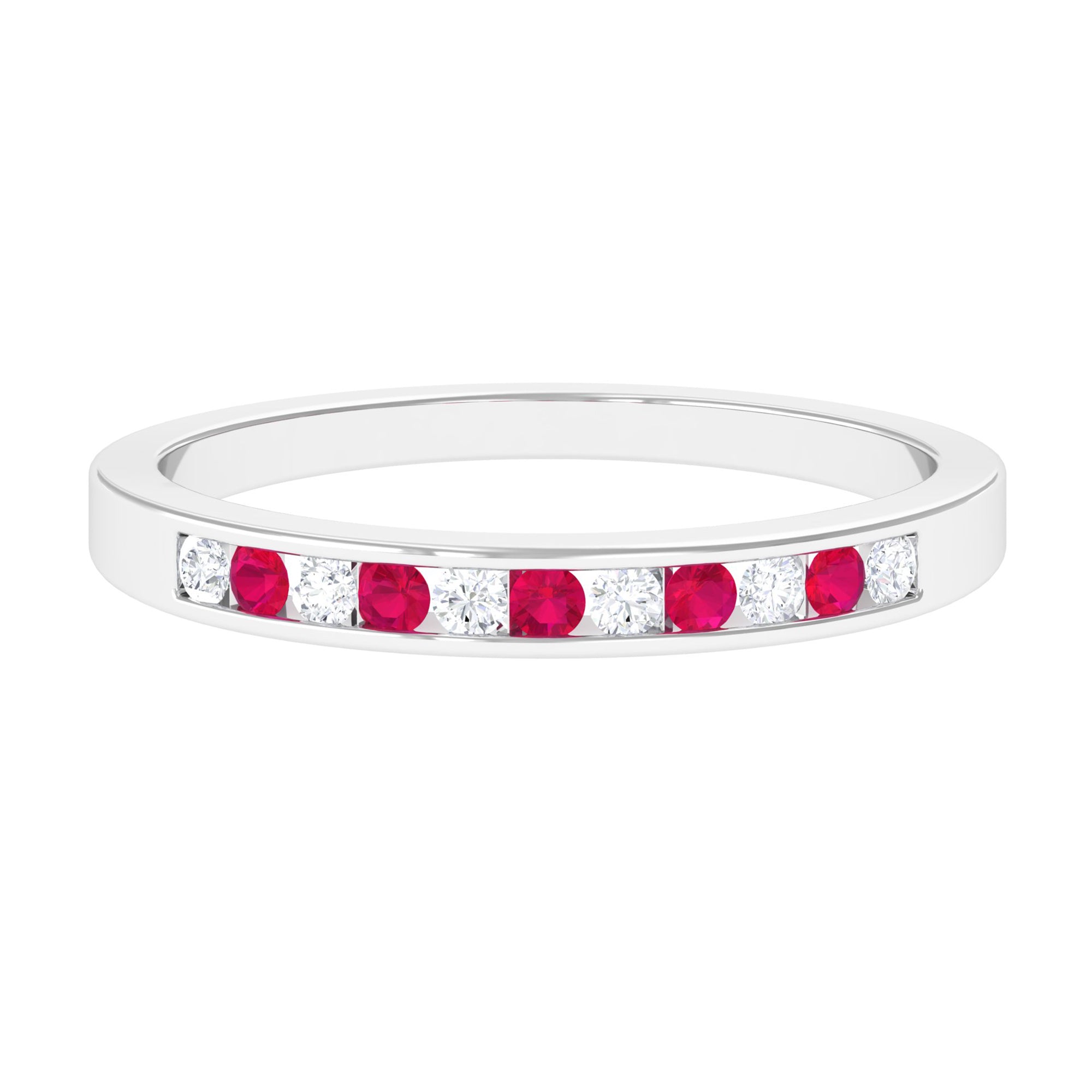 Minimal Ruby Diamond Ring in Channel Set AAA - Rosec Jewels