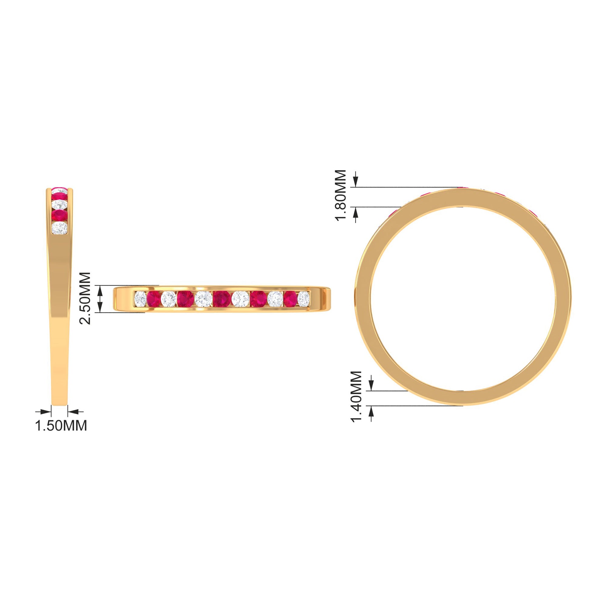Minimal Ruby Diamond Ring in Channel Set AAA - Rosec Jewels
