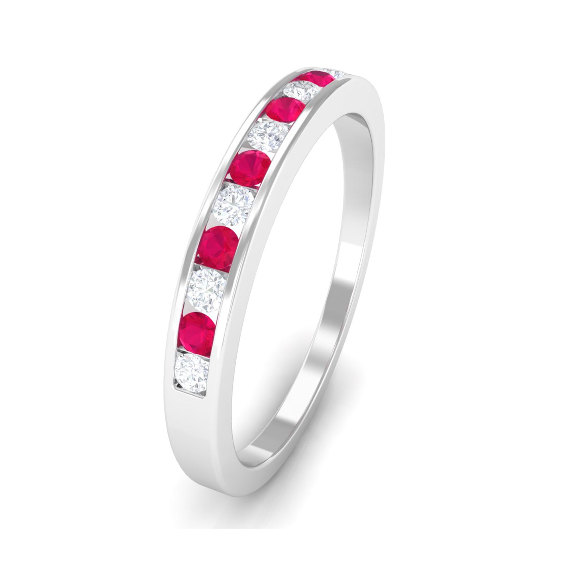 Minimal Ruby Diamond Ring in Channel Set AAA - Rosec Jewels