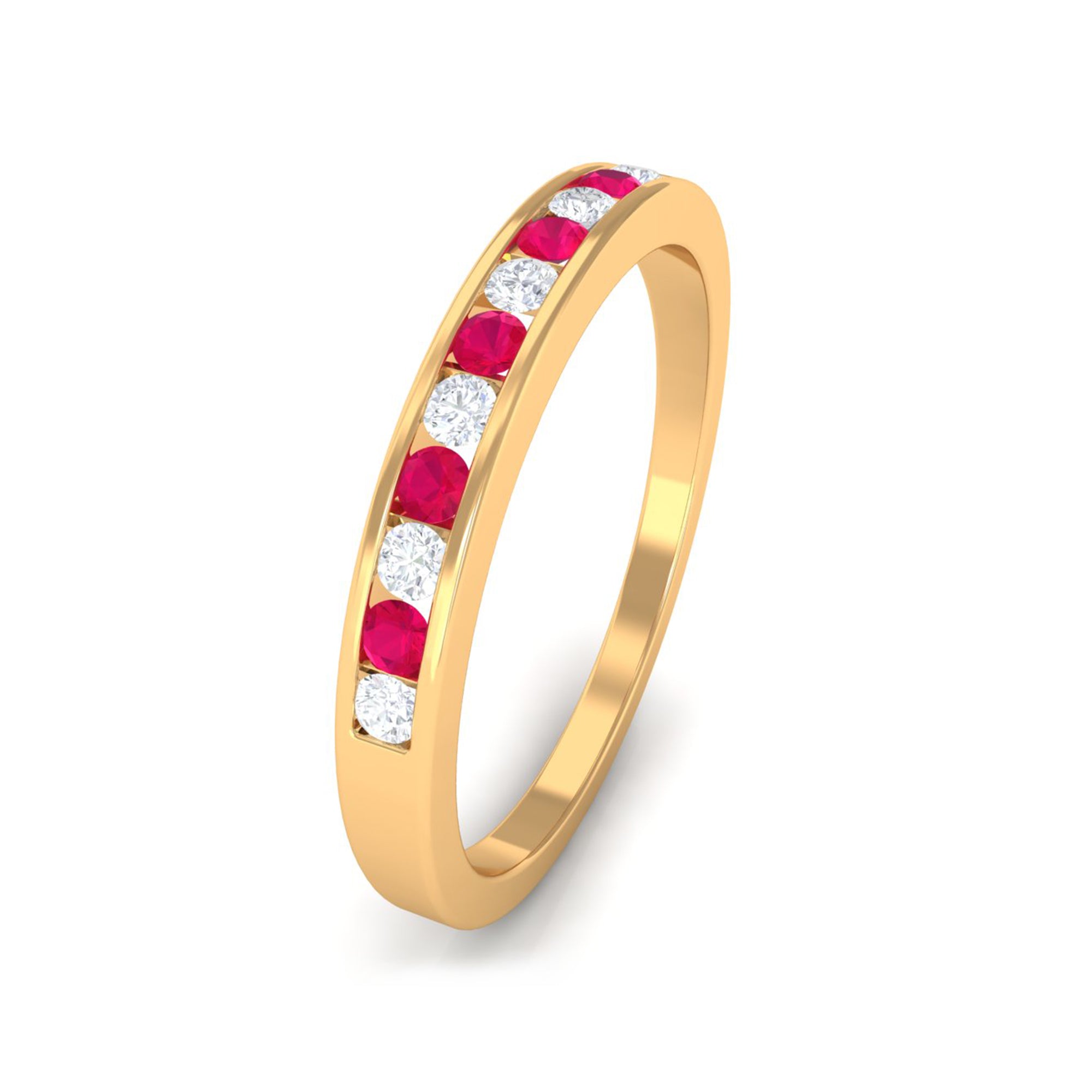 Minimal Ruby Diamond Ring in Channel Set AAA - Rosec Jewels