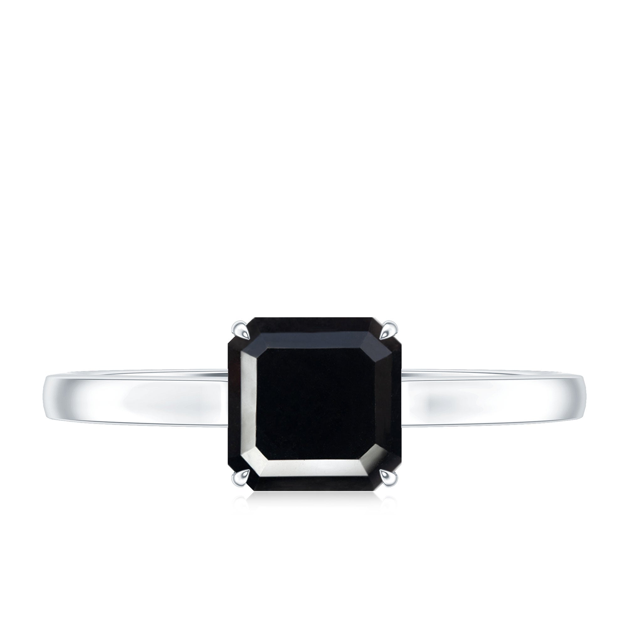 Princess Cut Black Onyx Solitaire Engagement Ring for Her AAA - Rosec Jewels