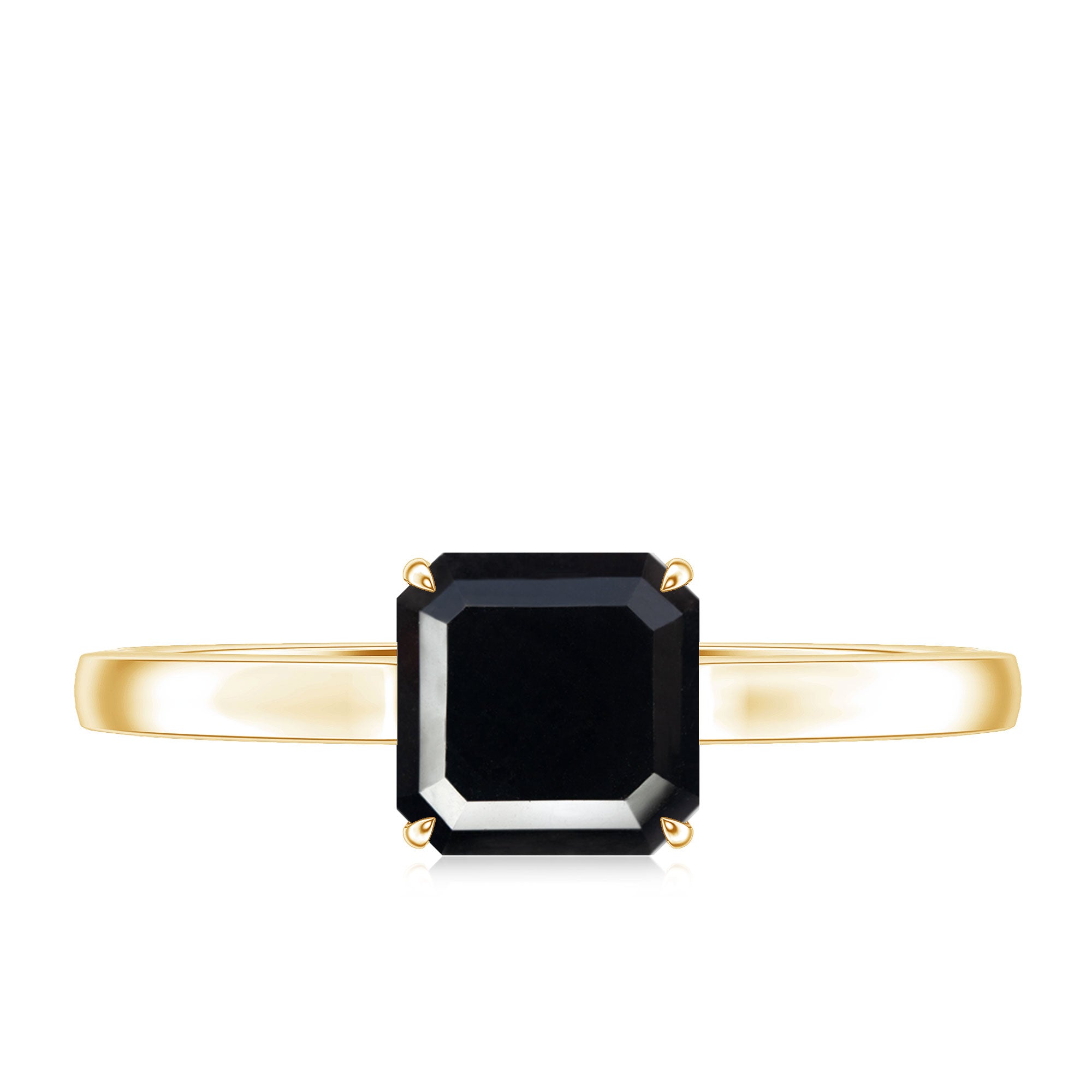 Princess Cut Black Onyx Solitaire Engagement Ring for Her AAA - Rosec Jewels