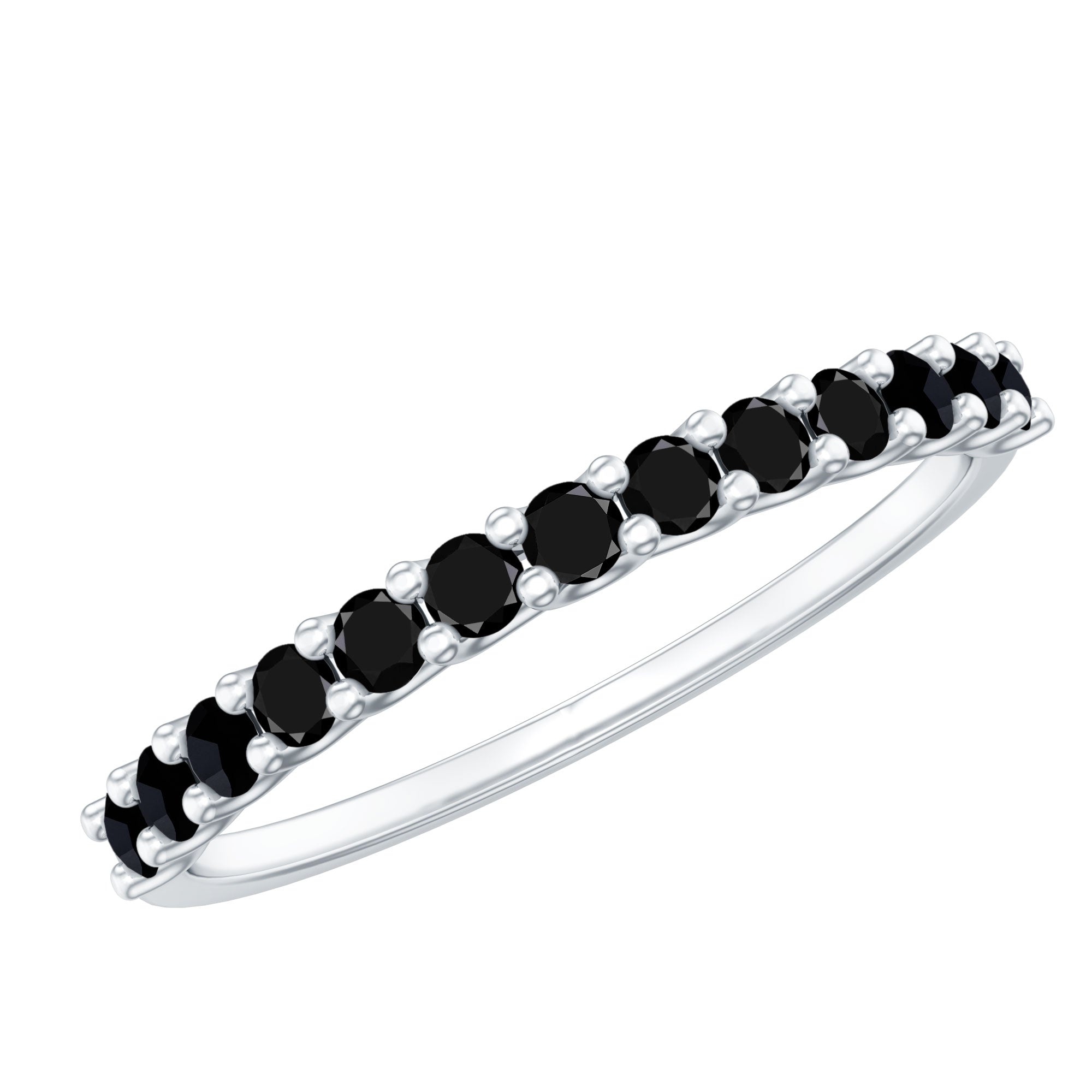 Black Diamond Enhancer Stackable Ring in Shared Prong Setting