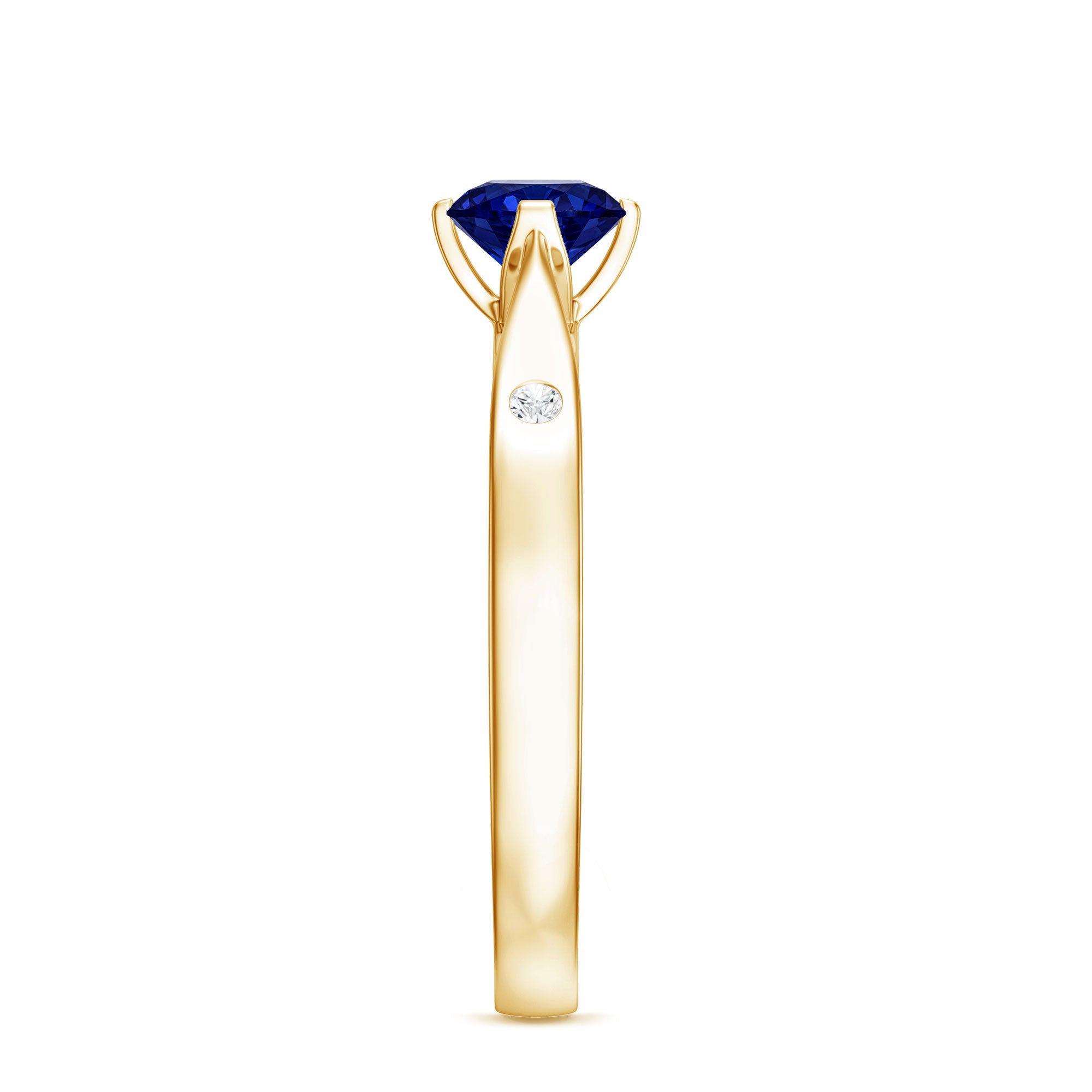 Certified 0.6 Carat Lab Grown Blue Sapphire Promise Ring with Diamond AAAA - Rosec Jewels