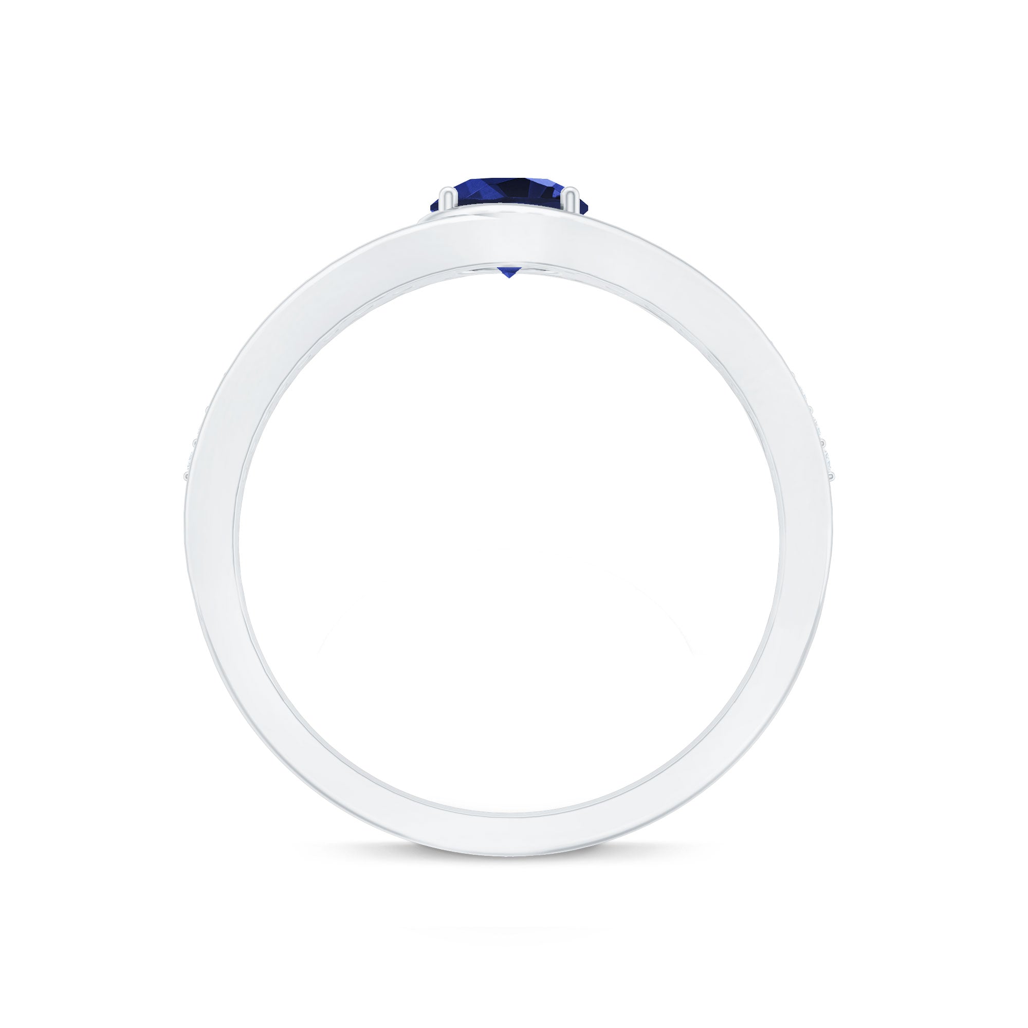 Rosec Jewels-1 CT Created Blue Sapphire and Diamond Classic Engagement Ring