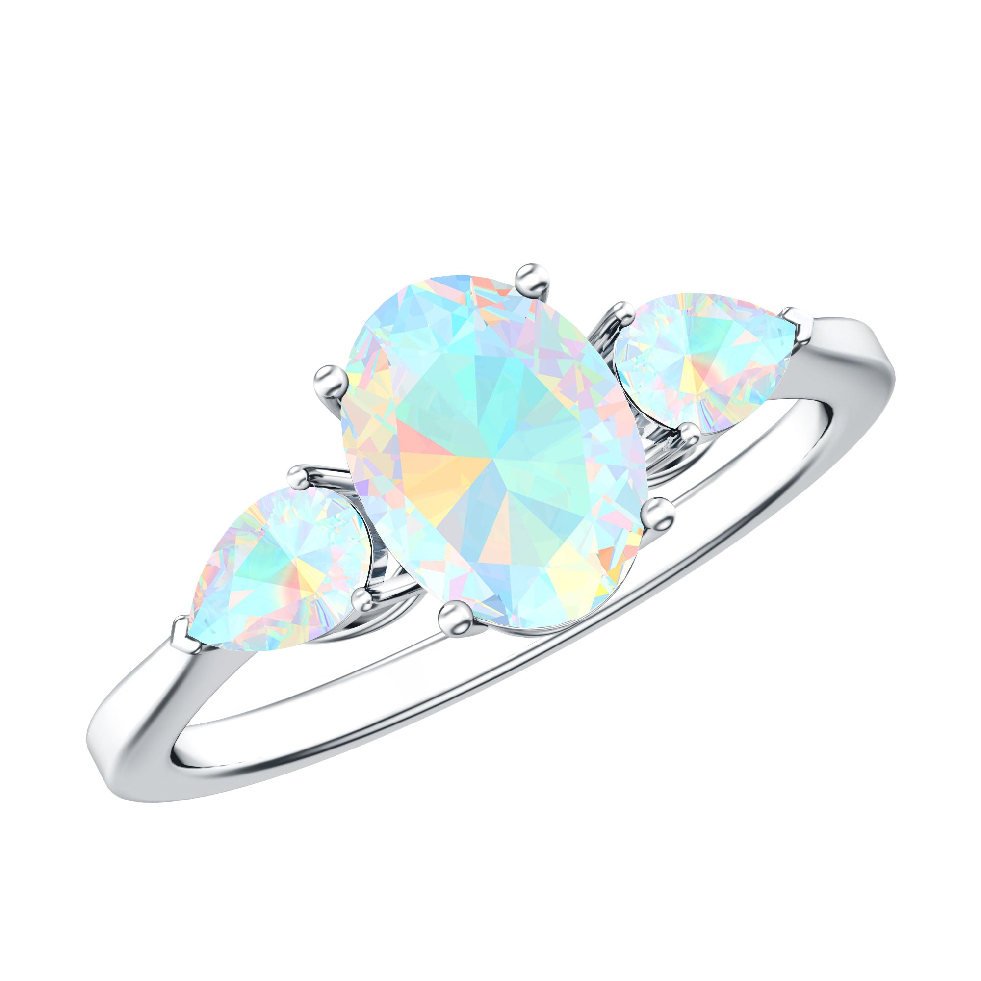 Natural Ethiopian Opal 3 Stone Engagement Ring With Certificate AAA - Rosec Jewels