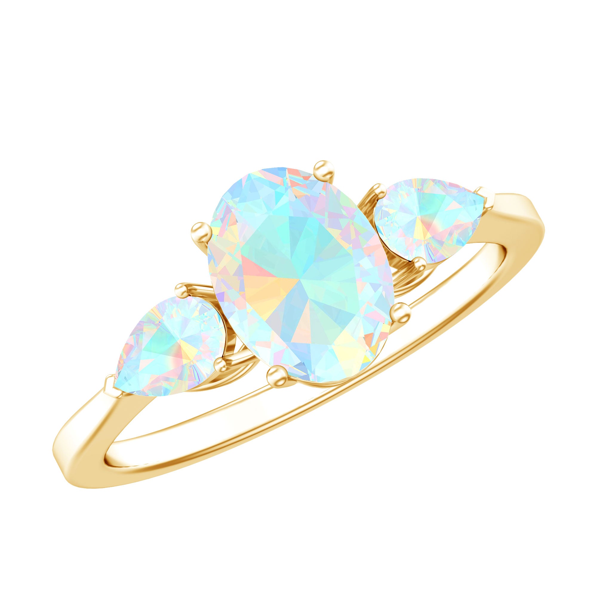 Natural Ethiopian Opal 3 Stone Engagement Ring With Certificate AAA - Rosec Jewels